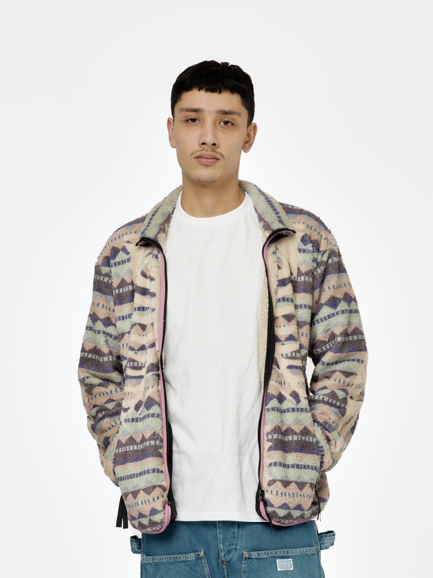 ASHLAND Stripe & BONE Fleece ZIP Blouson (Purple)