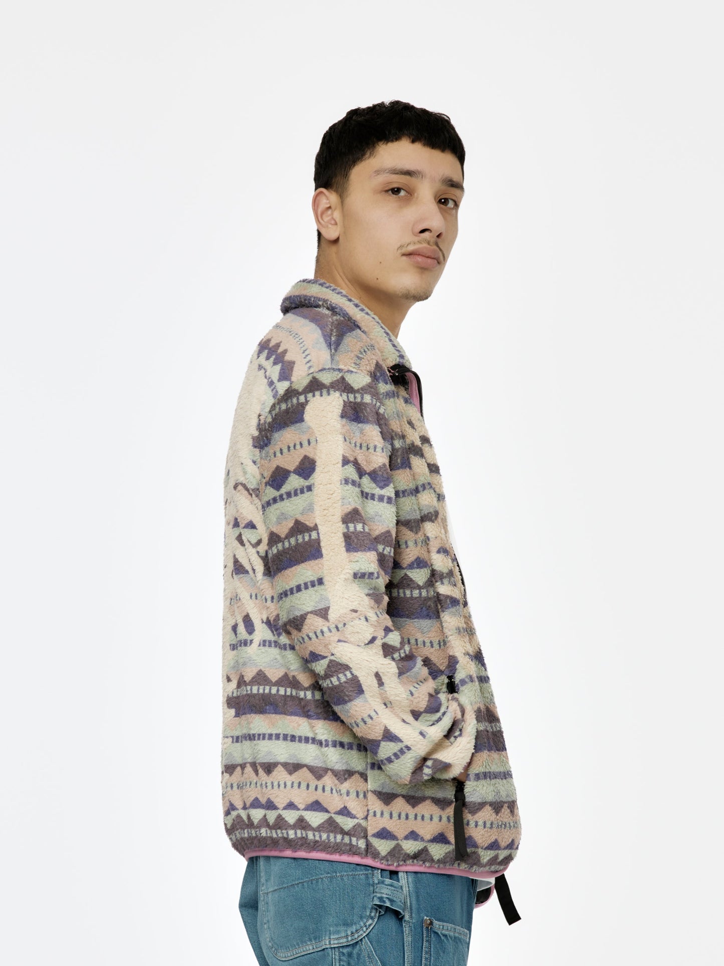 ASHLAND Stripe & BONE Fleece ZIP Blouson (Purple)
