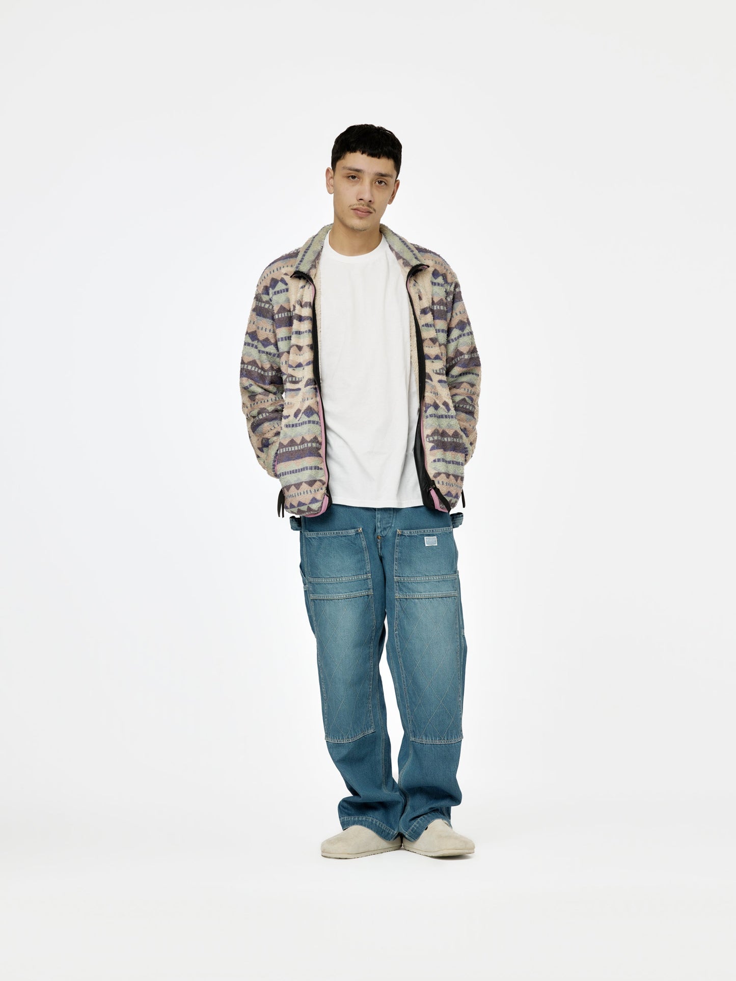 ASHLAND Stripe & BONE Fleece ZIP Blouson (Purple)