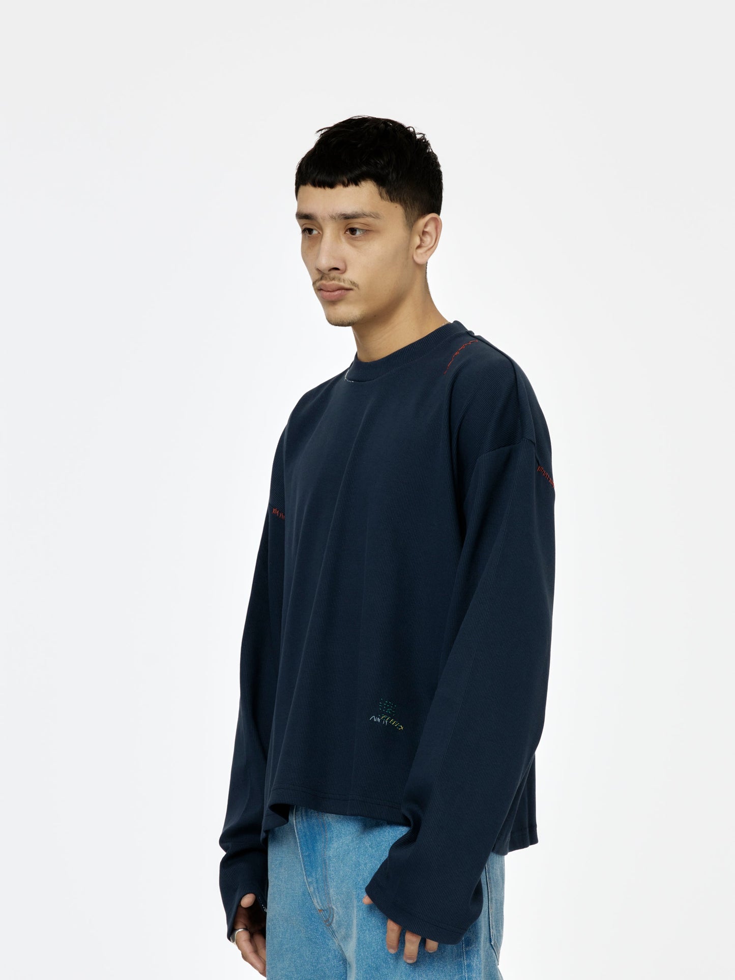 Oversized Long-Sleeved T-Shirt (Blue China)