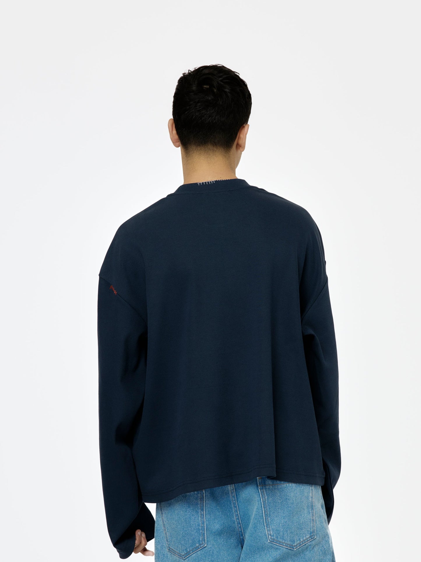 Oversized Long-Sleeved T-Shirt (Blue China)