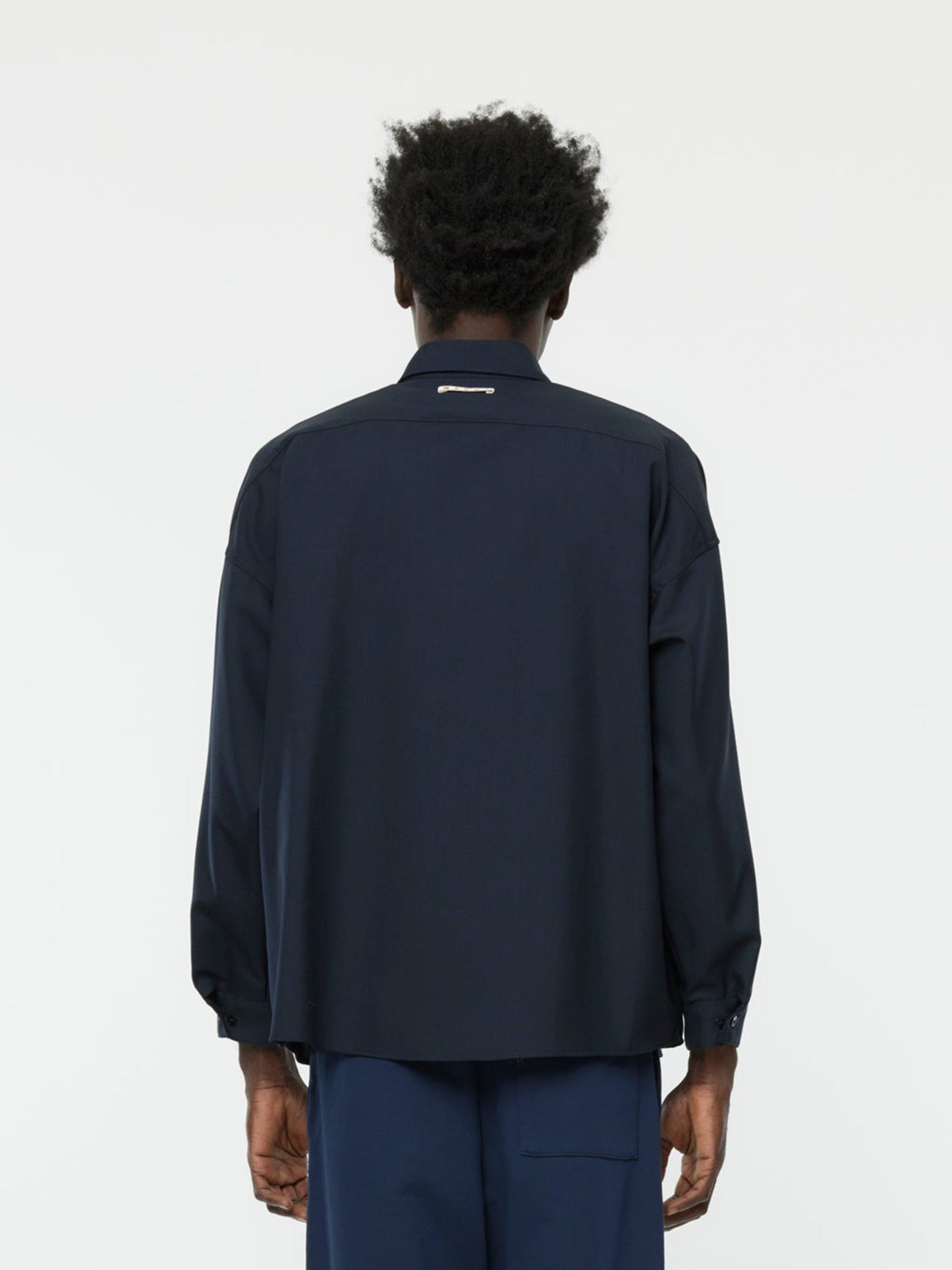 Tropical Wool Boxy Shirt (Blueblack)