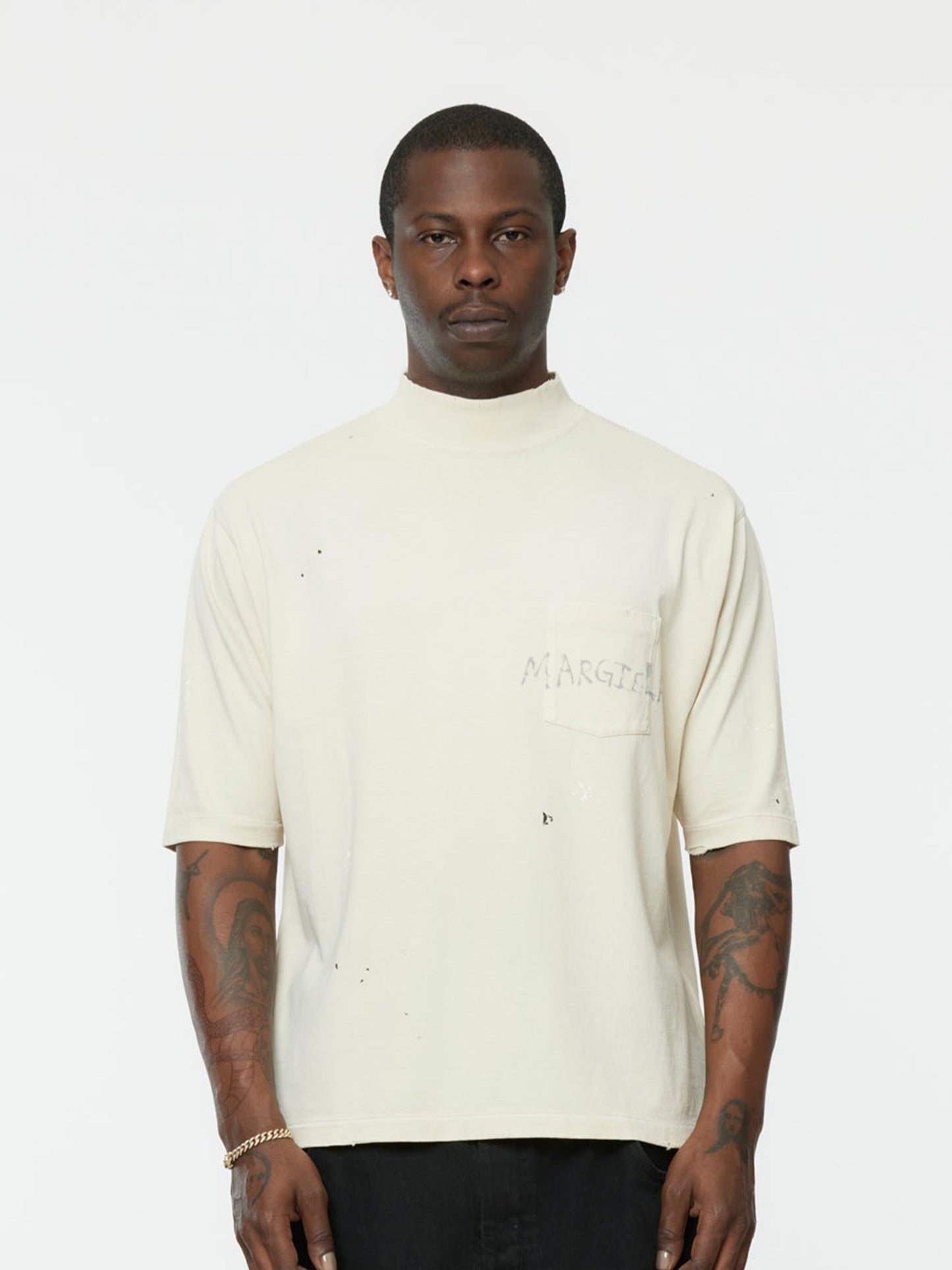 Distressed Pocket Tee (Dirty Ecru)