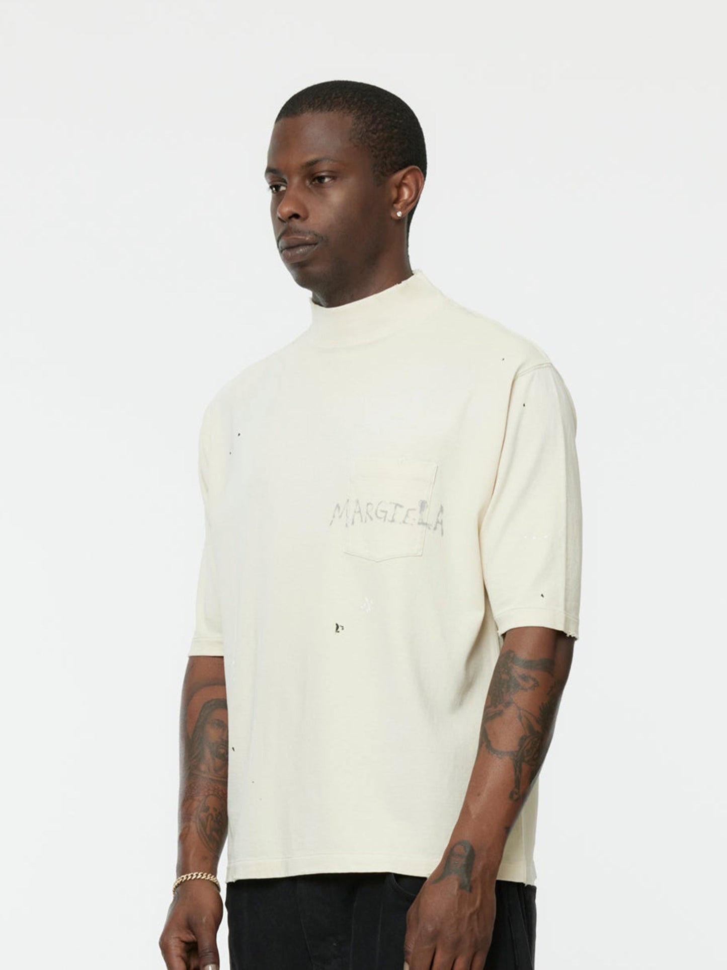 Distressed Pocket Tee (Dirty Ecru)