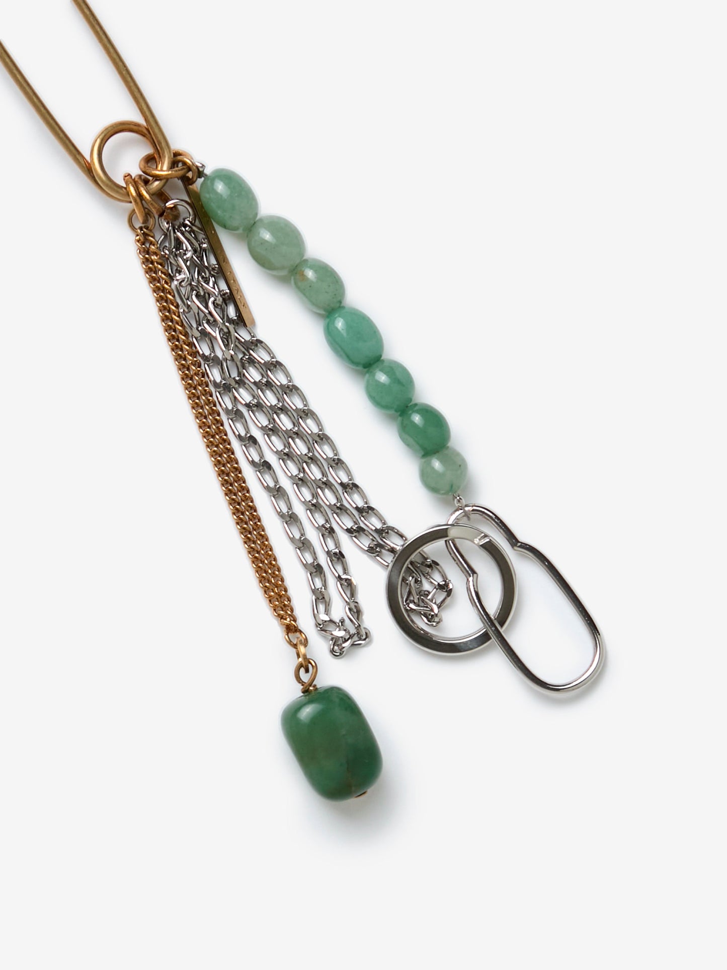 Safety Pin Brooch Keyring (Green)