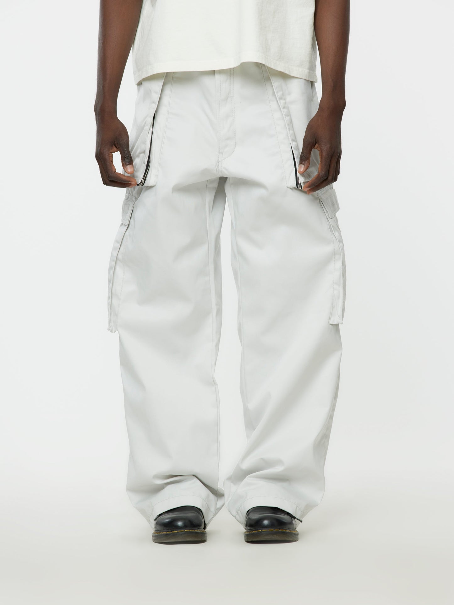Wide Leg Cargo Pocket Trousers (Cool Grey)