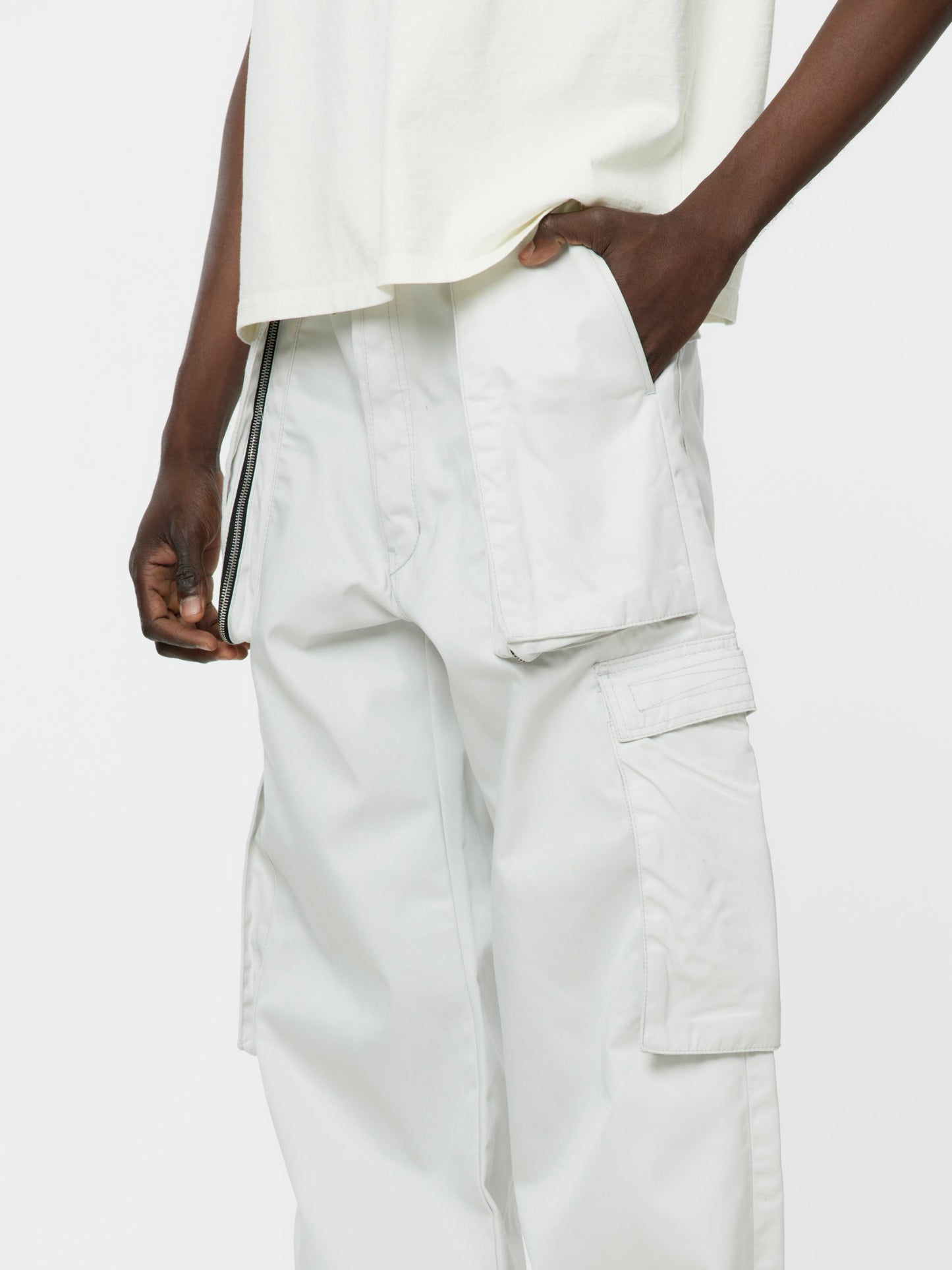 Wide Leg Cargo Pocket Trousers (Cool Grey)