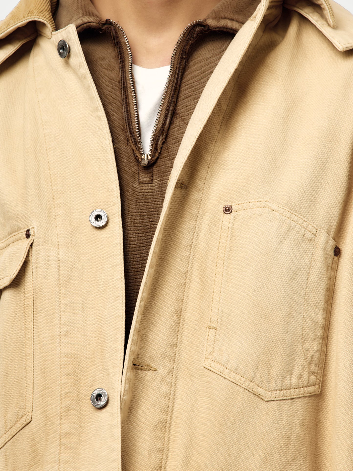 Vintage Silk Hemp Coverall Jacket (Beige) (SIS)