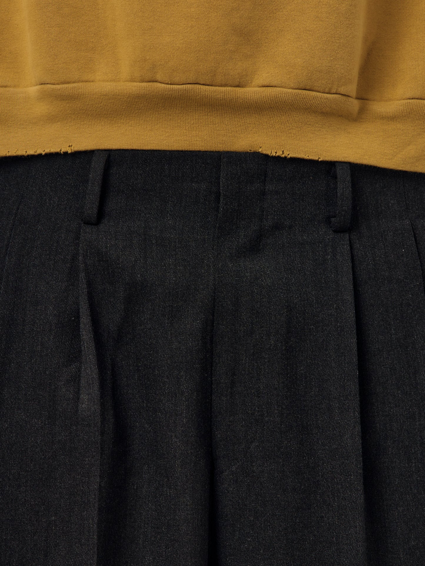 Wool Wide Tapered Trousers (CHARCOAL) (SIS)