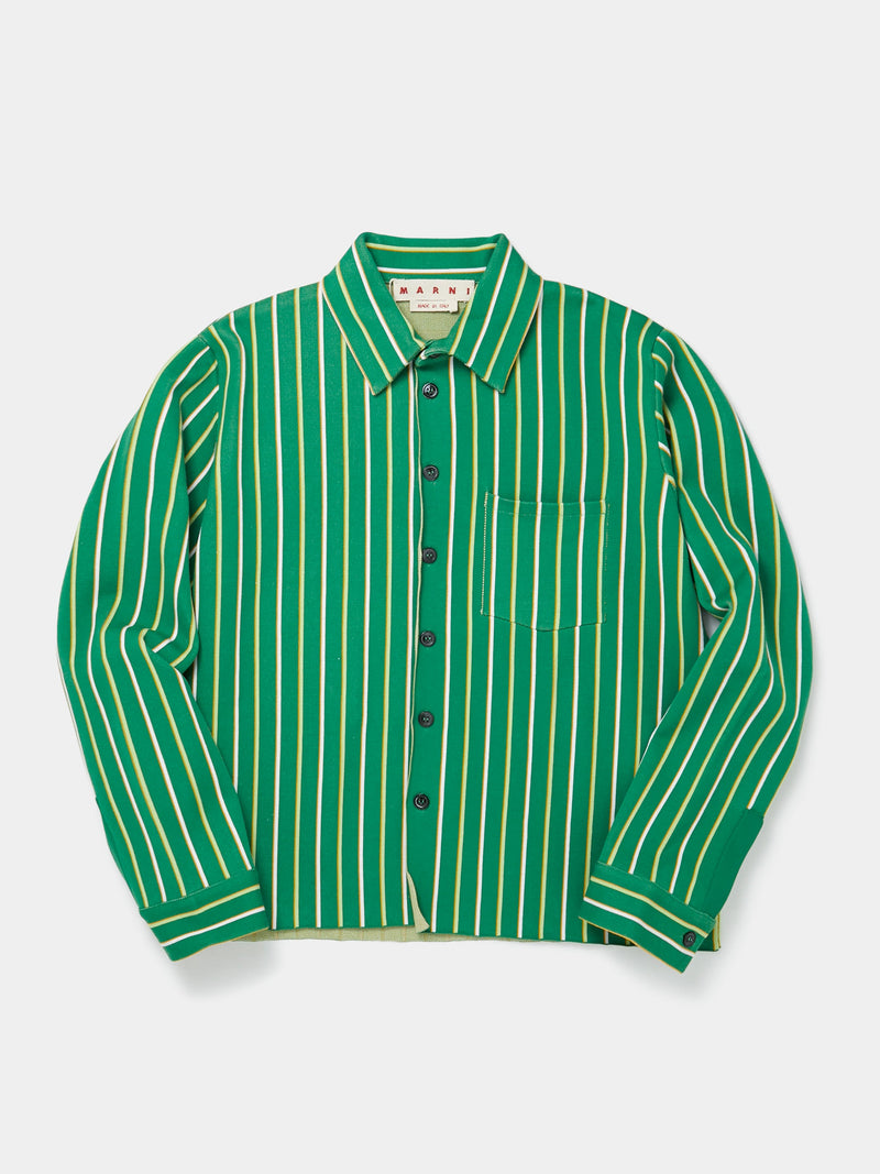 Intarsia Vertical Stripe Shirt (Sea Green)