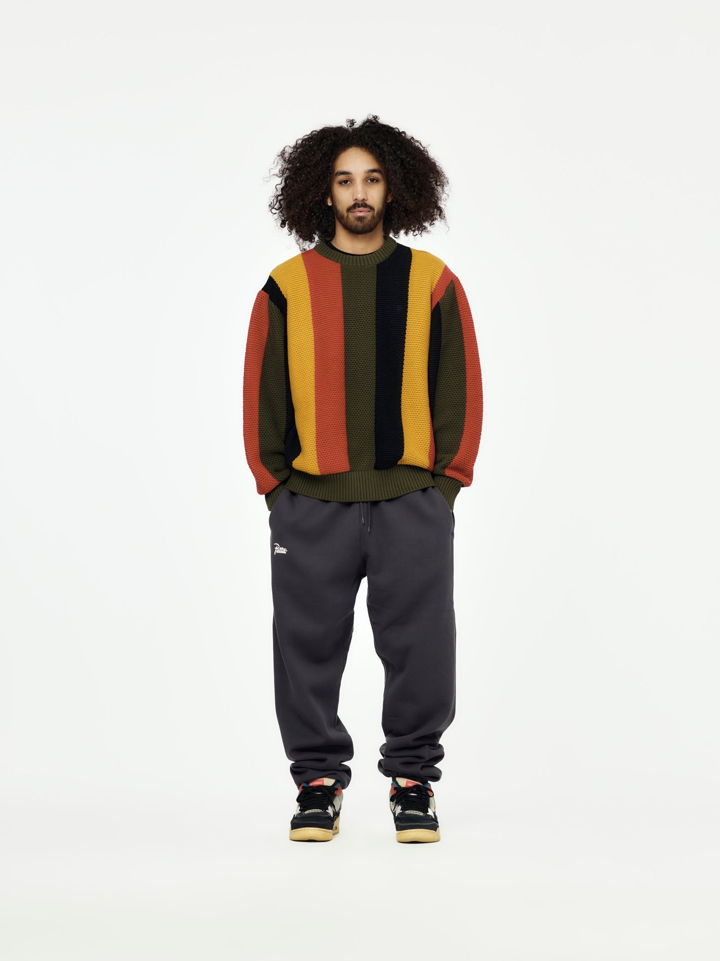 Striped Honeycomb Knitted Sweater (Multi)