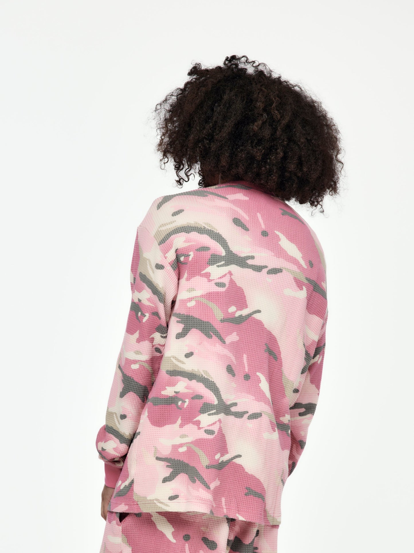 Cactus Flower Camo Waffle Longsleeve T-Shirt (Cactus Flower)