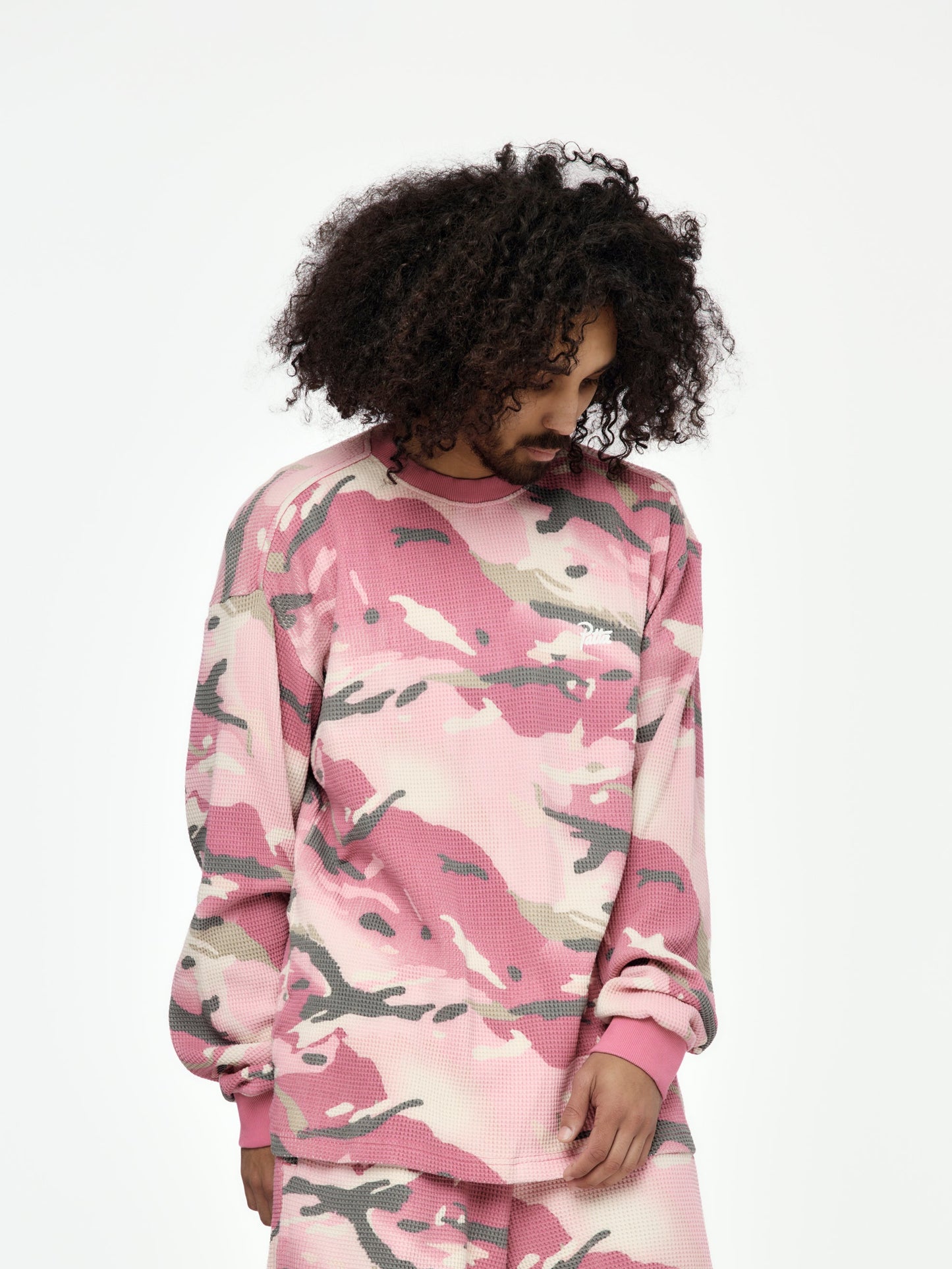 Cactus Flower Camo Waffle Longsleeve T-Shirt (Cactus Flower)