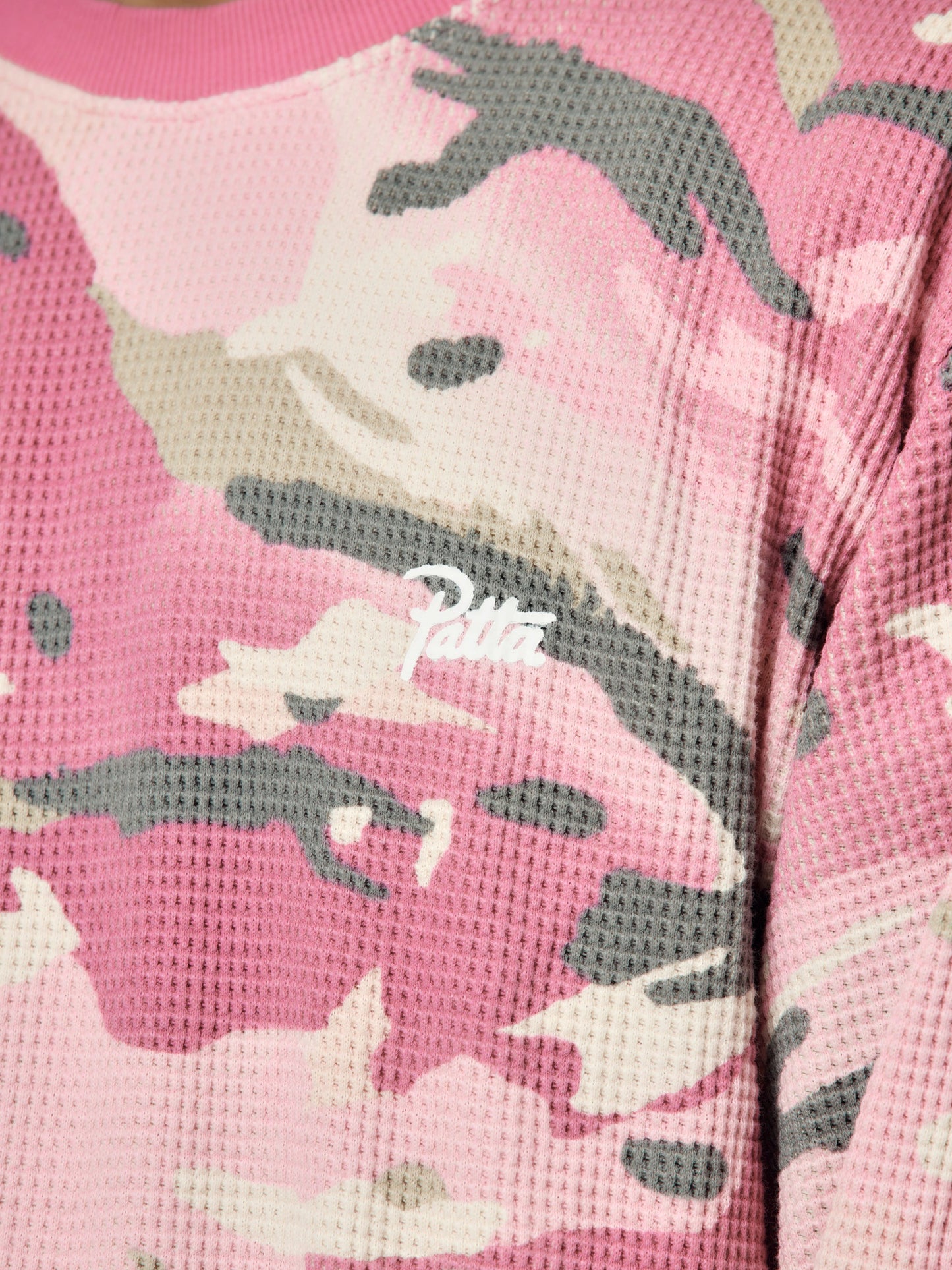 Cactus Flower Camo Waffle Longsleeve T-Shirt (Cactus Flower)