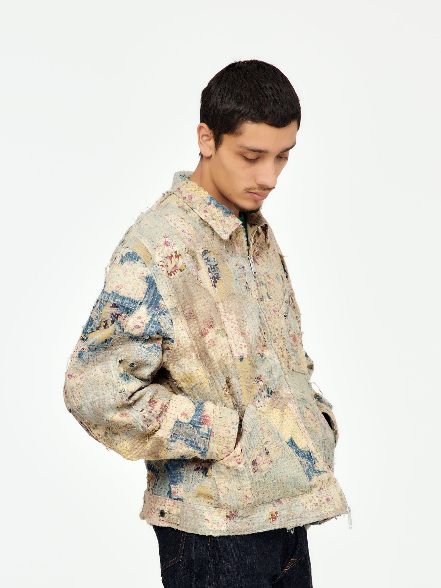 Champetre BORO ZIP UP Blouson (Virgin Mary) (Gray Beige)