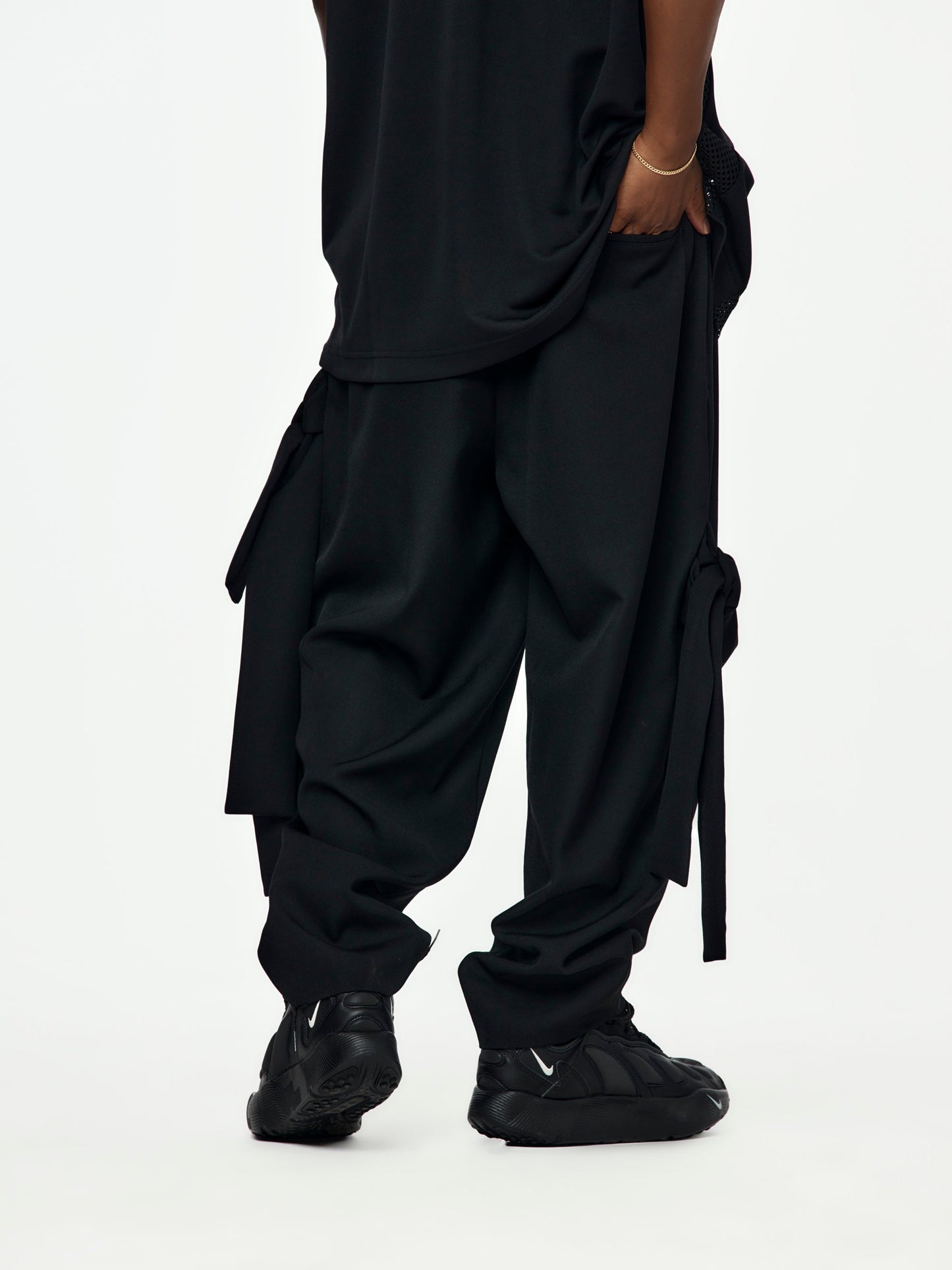 Comme des Garçons Homme Plus Wool Gabardine Knot Trousers (Black)