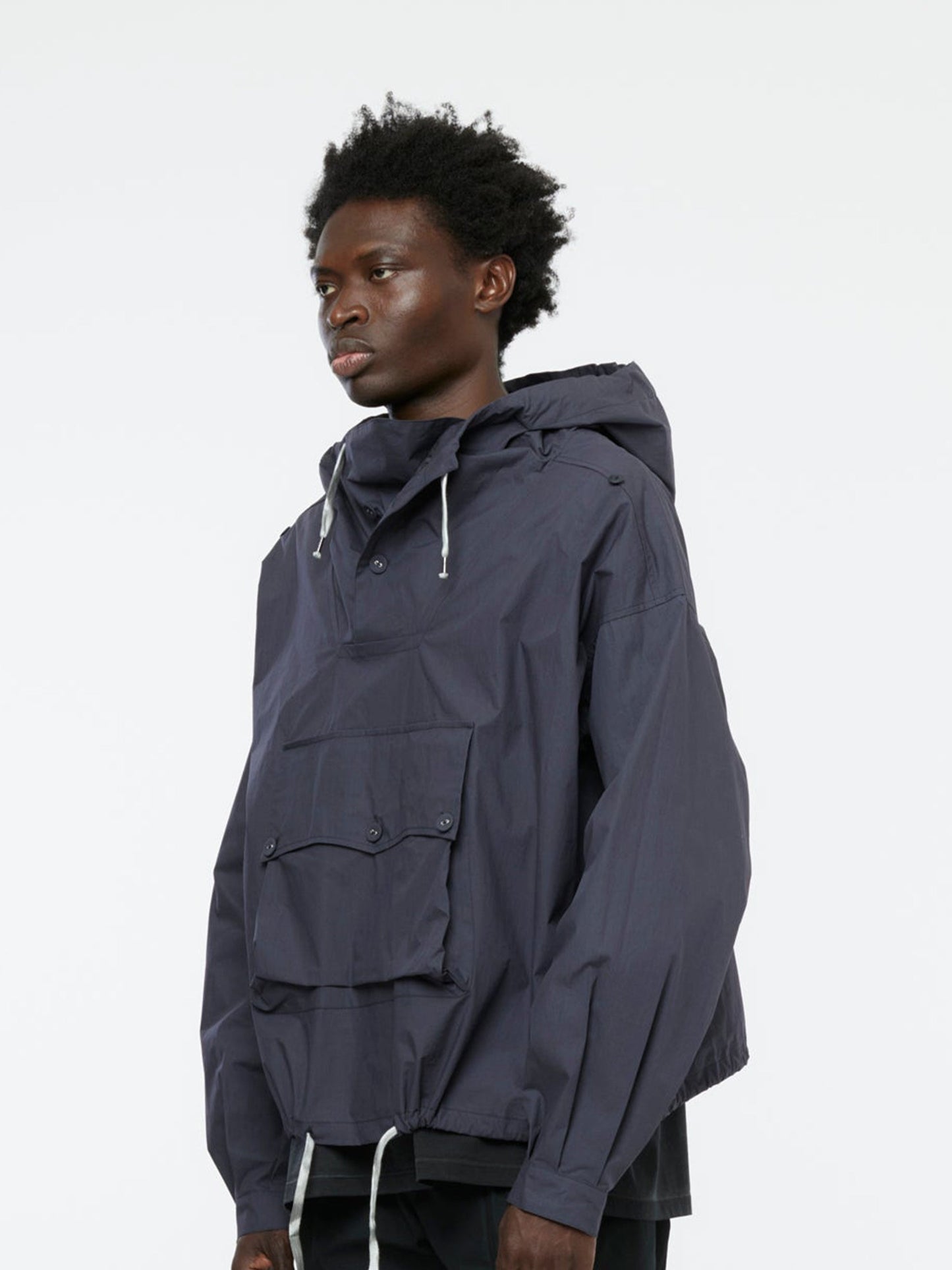 Hooded Pullover Sports Jacket (Washed Black)