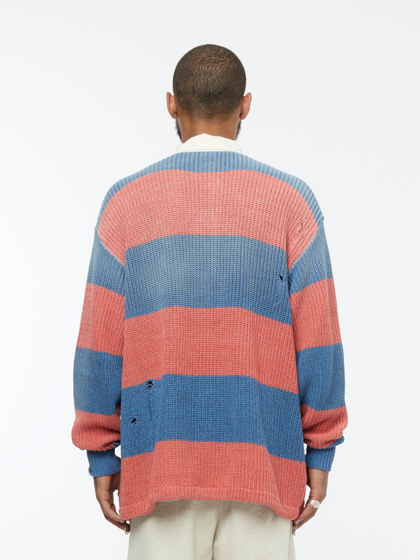 5G Cotton Knit Rugger Shirt (Sax/Red)
