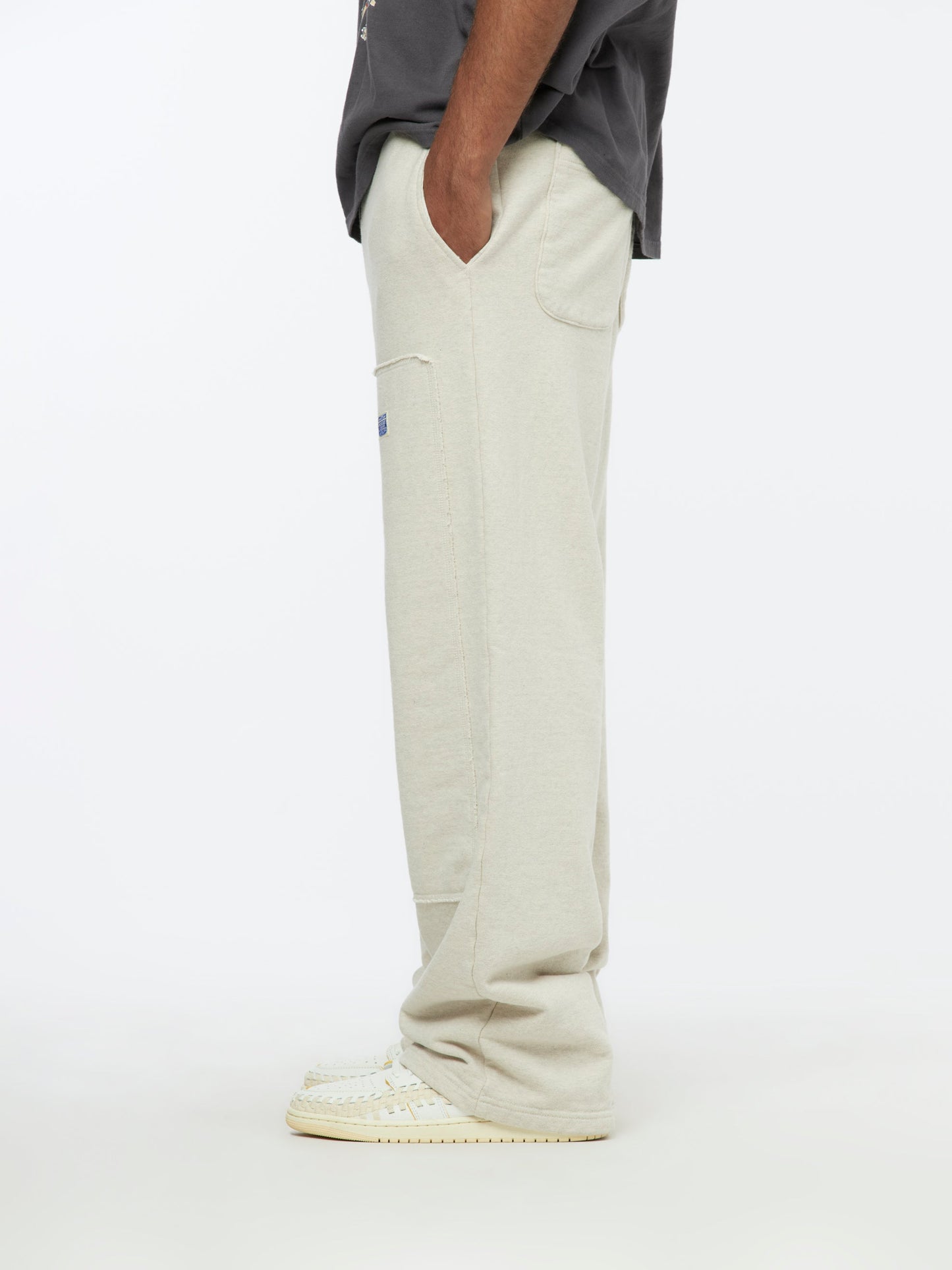 Zipper Knit W-Knee Sweatpants (Ecru)