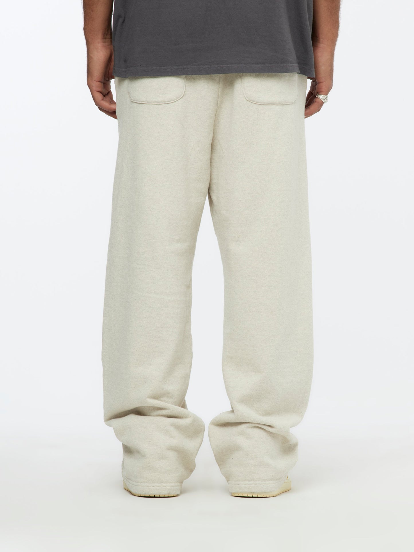 Zipper Knit W-Knee Sweatpants (Ecru)