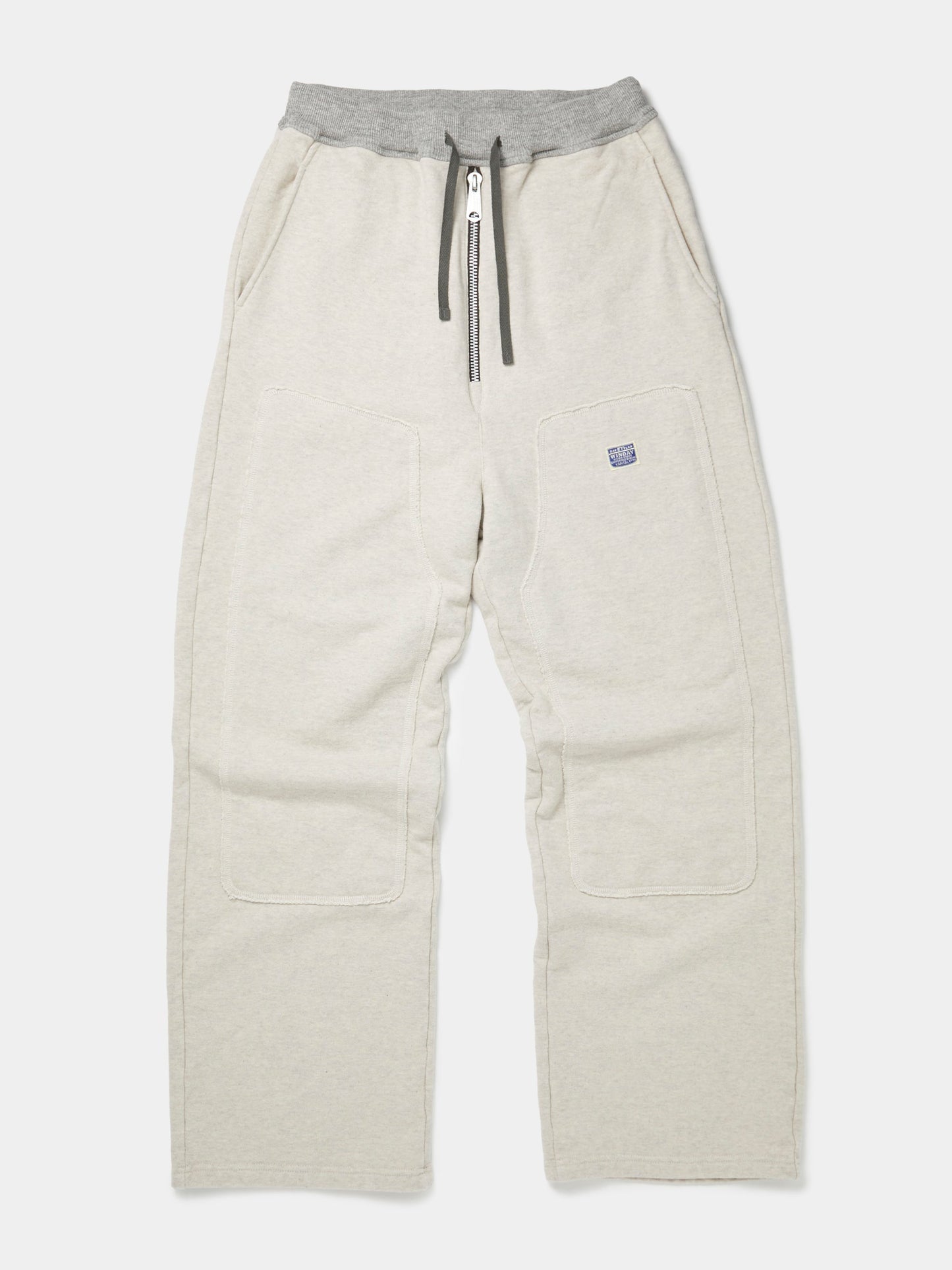 Zipper Knit W-Knee Sweatpants (Ecru)