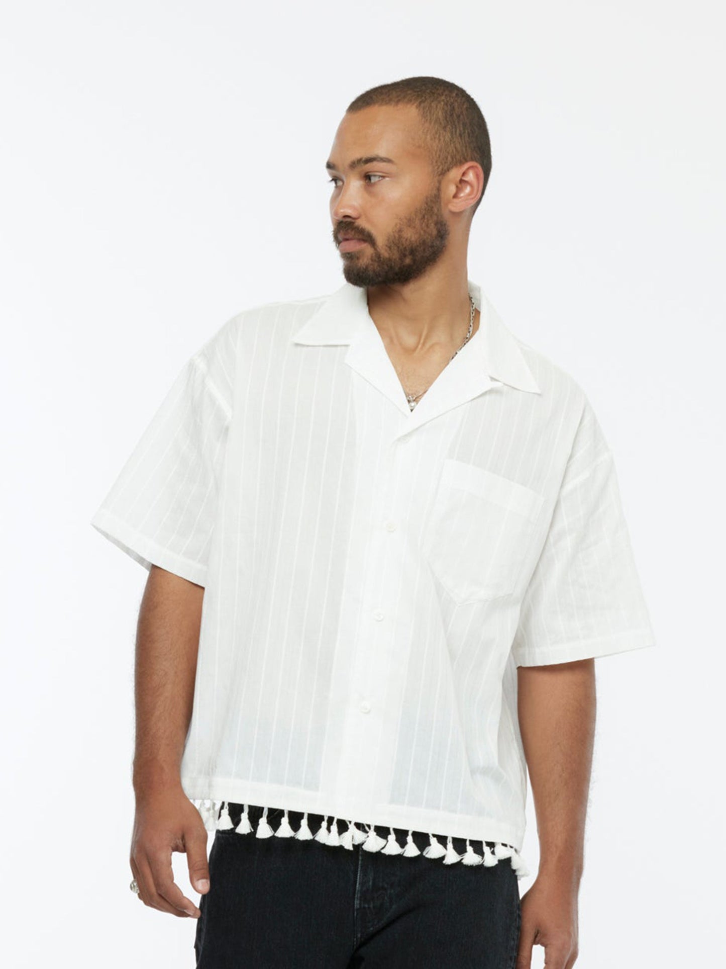 Tassel Fringe SS Shirt (White)