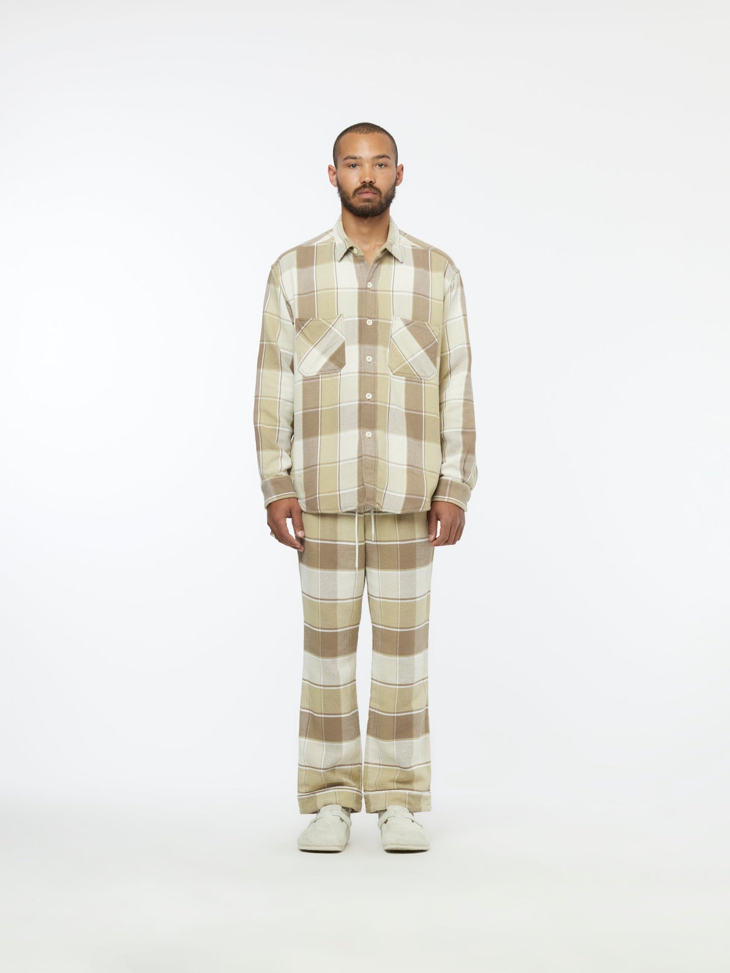 Checkered Pajama Shirt (Beige)