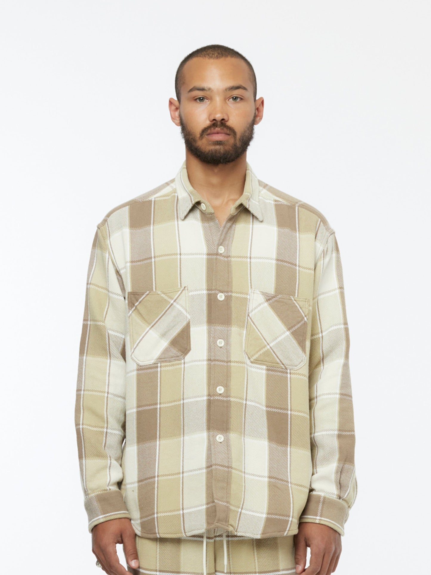 Checkered Pajama Shirt (Beige)