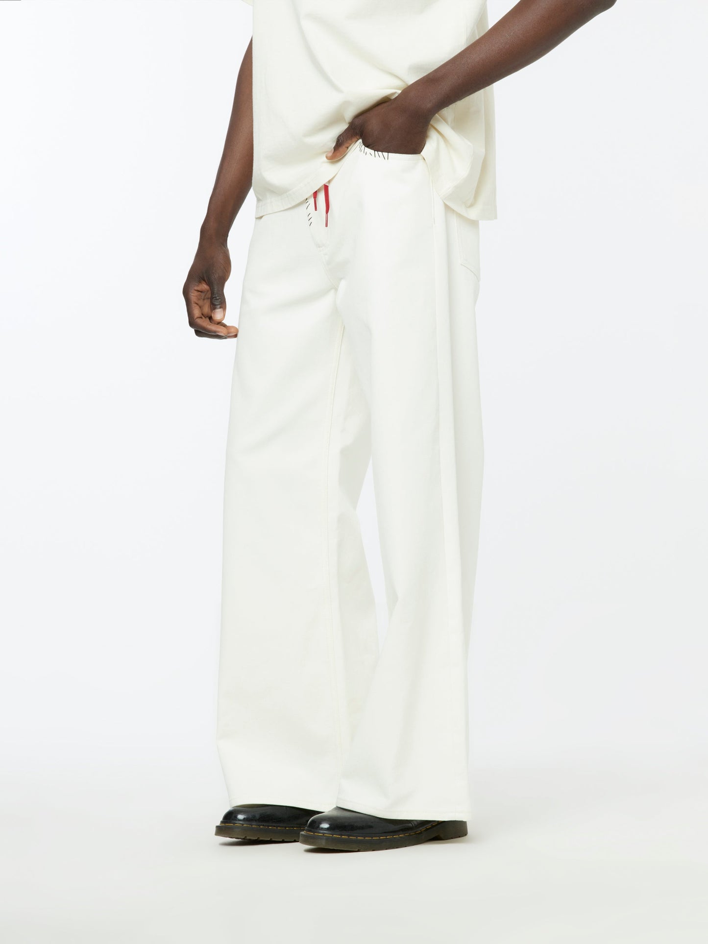 Hand Stitched Leather Lace Trousers (Lily White)