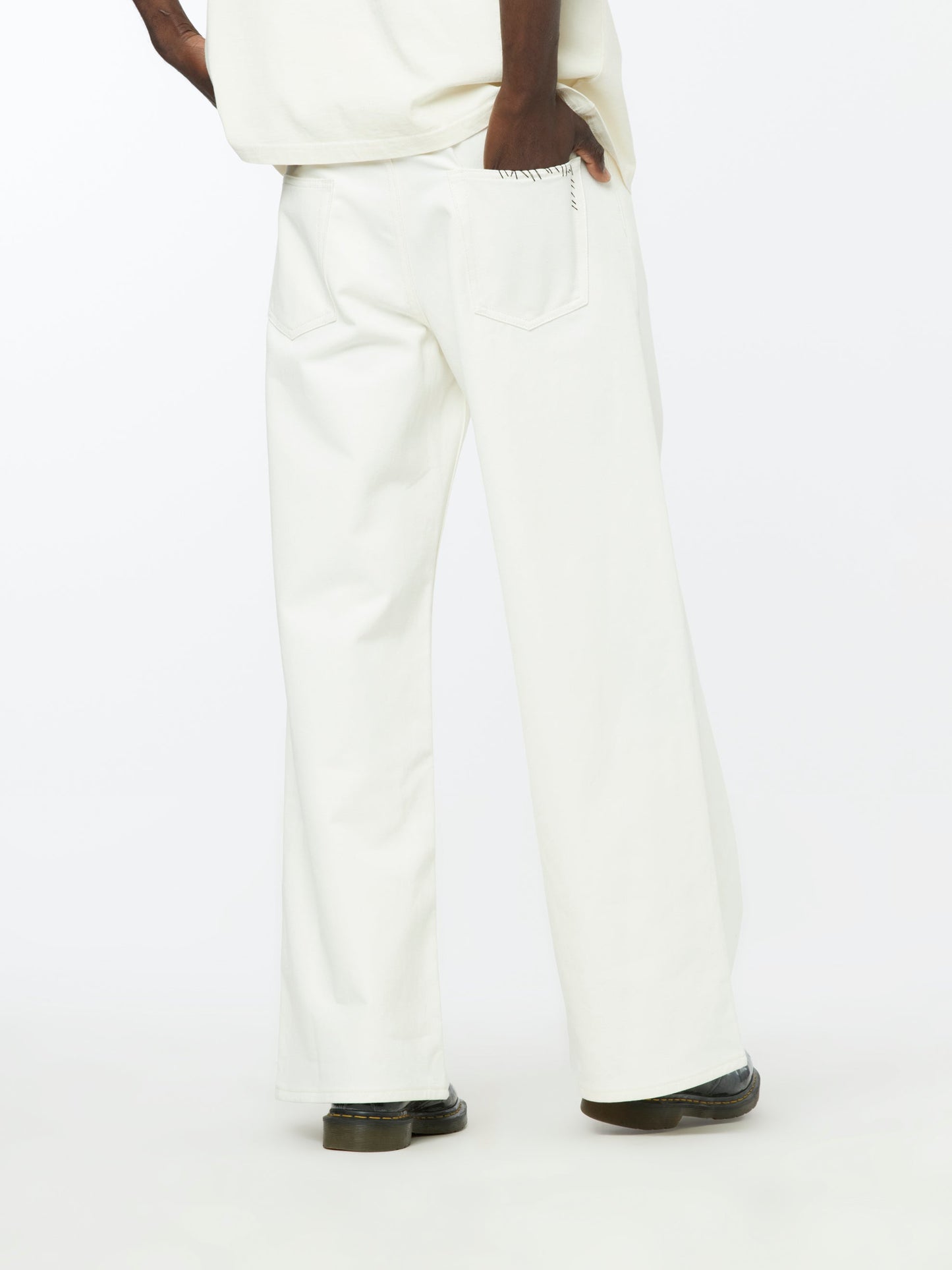 Hand Stitched Leather Lace Trousers (Lily White)