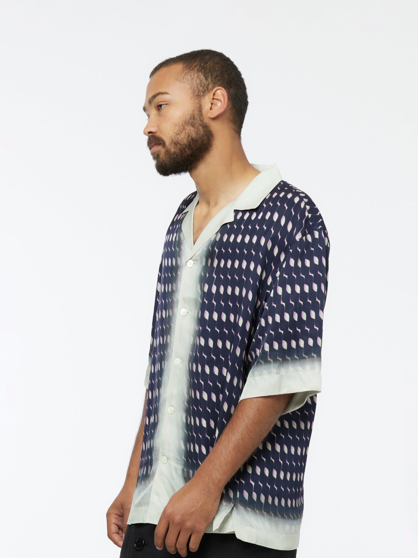 Cassi Printed Shirt (Navy Blue/White)