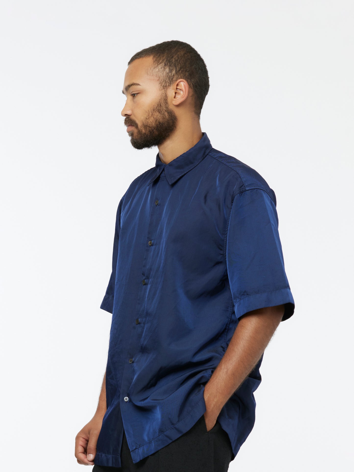 Cassidye Nylon Shirt (Navy Blue)