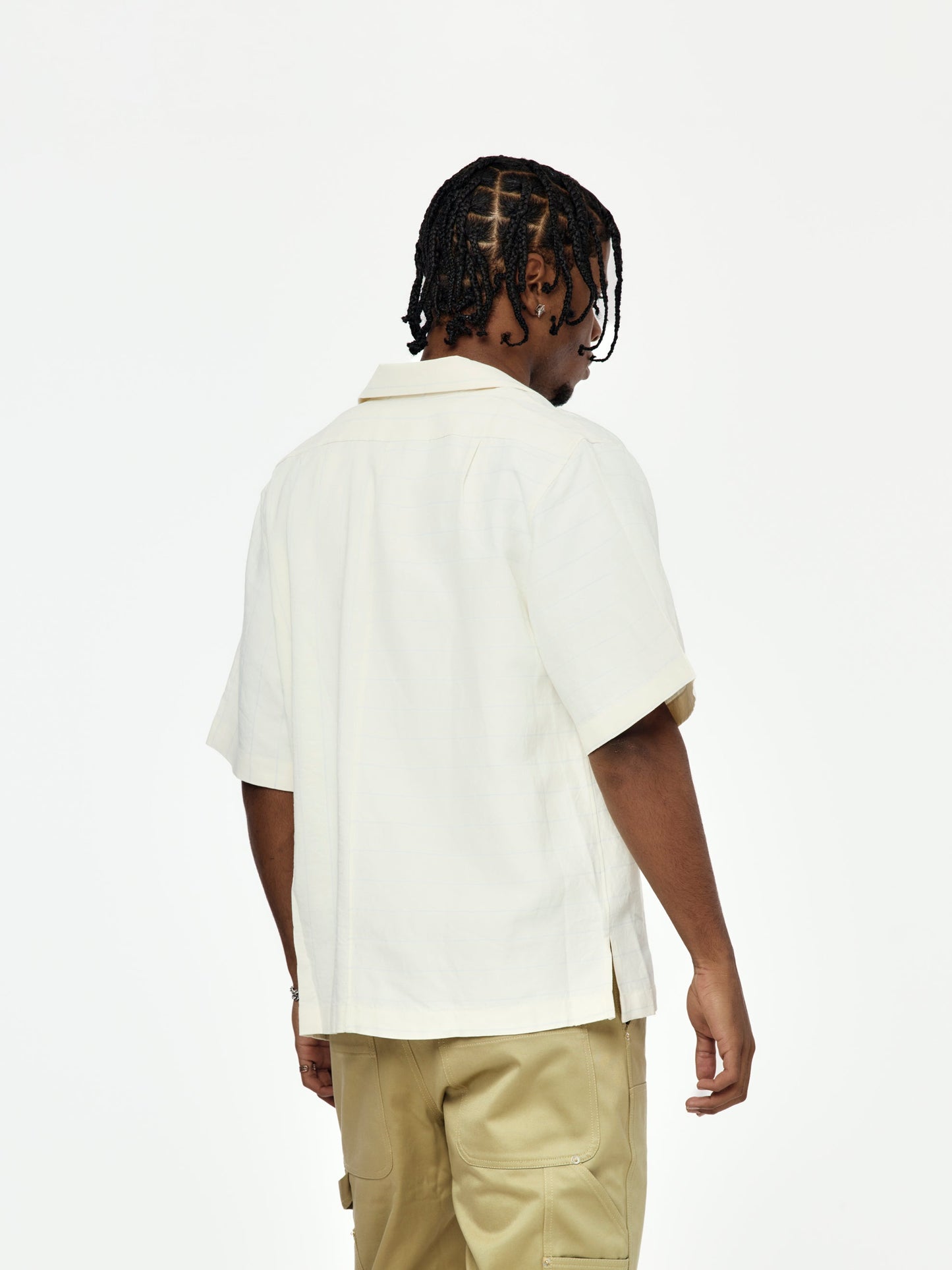 Highlife Bowling Shirt (White/ Blue Stripe)