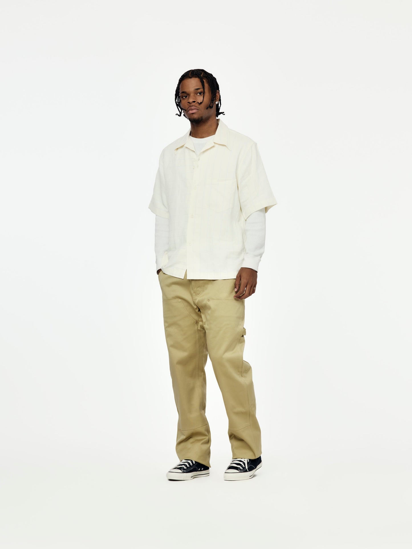 Highlife Bowling Shirt (White/ Blue Stripe)