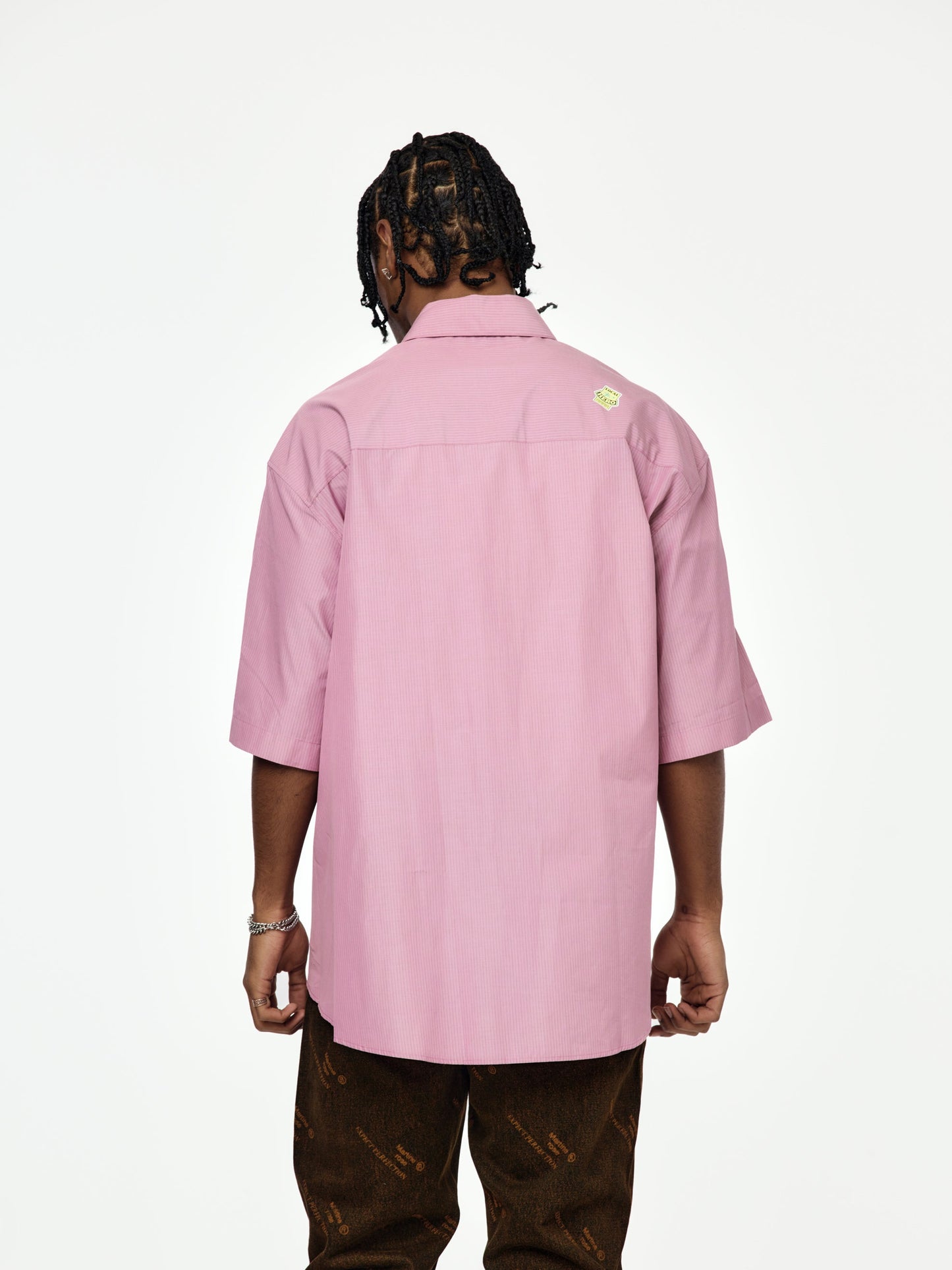 Stripe S/S Boxy Wrap Shirt (Purple/Black)