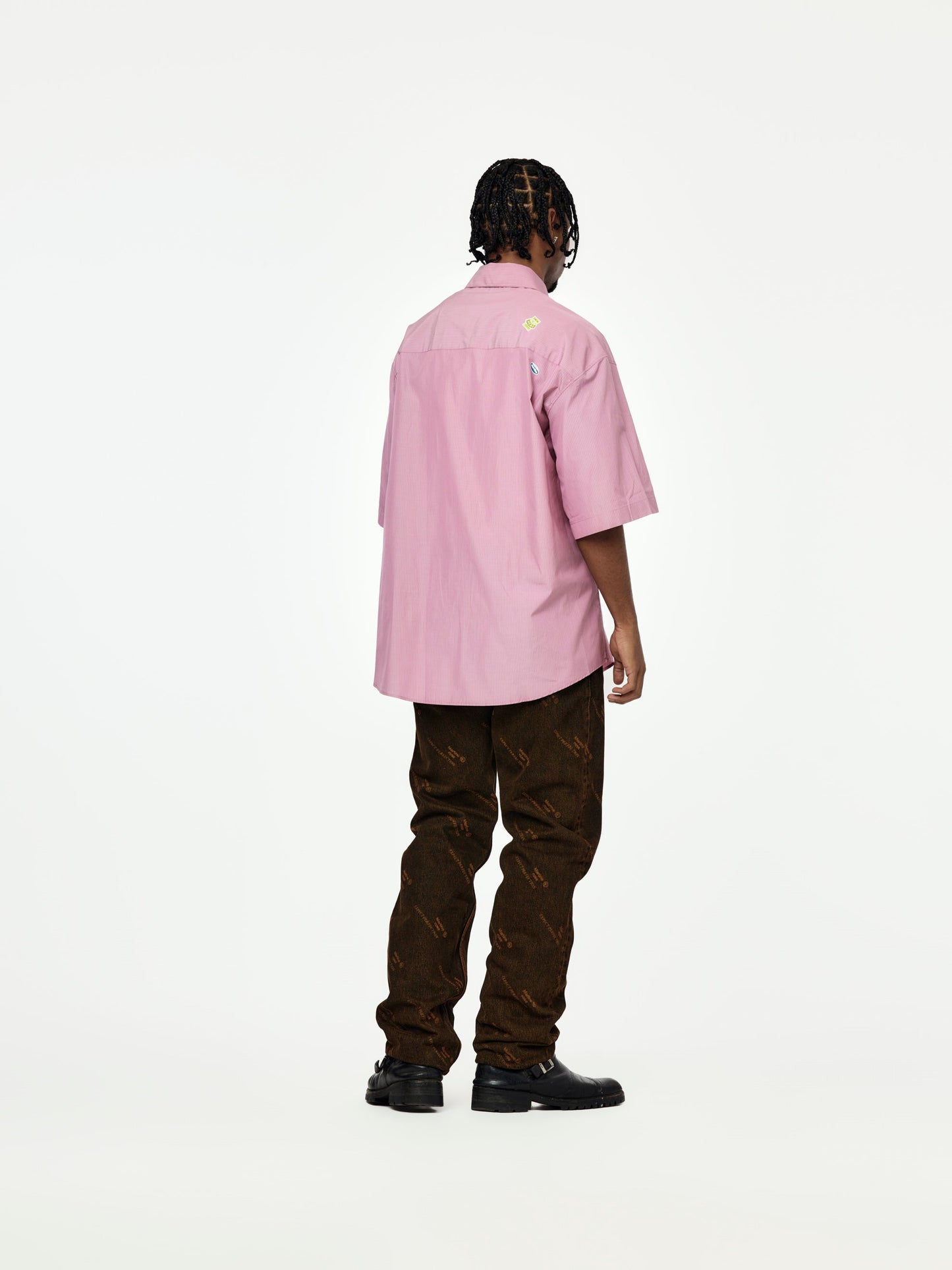 Stripe S/S Boxy Wrap Shirt (Purple/Black)