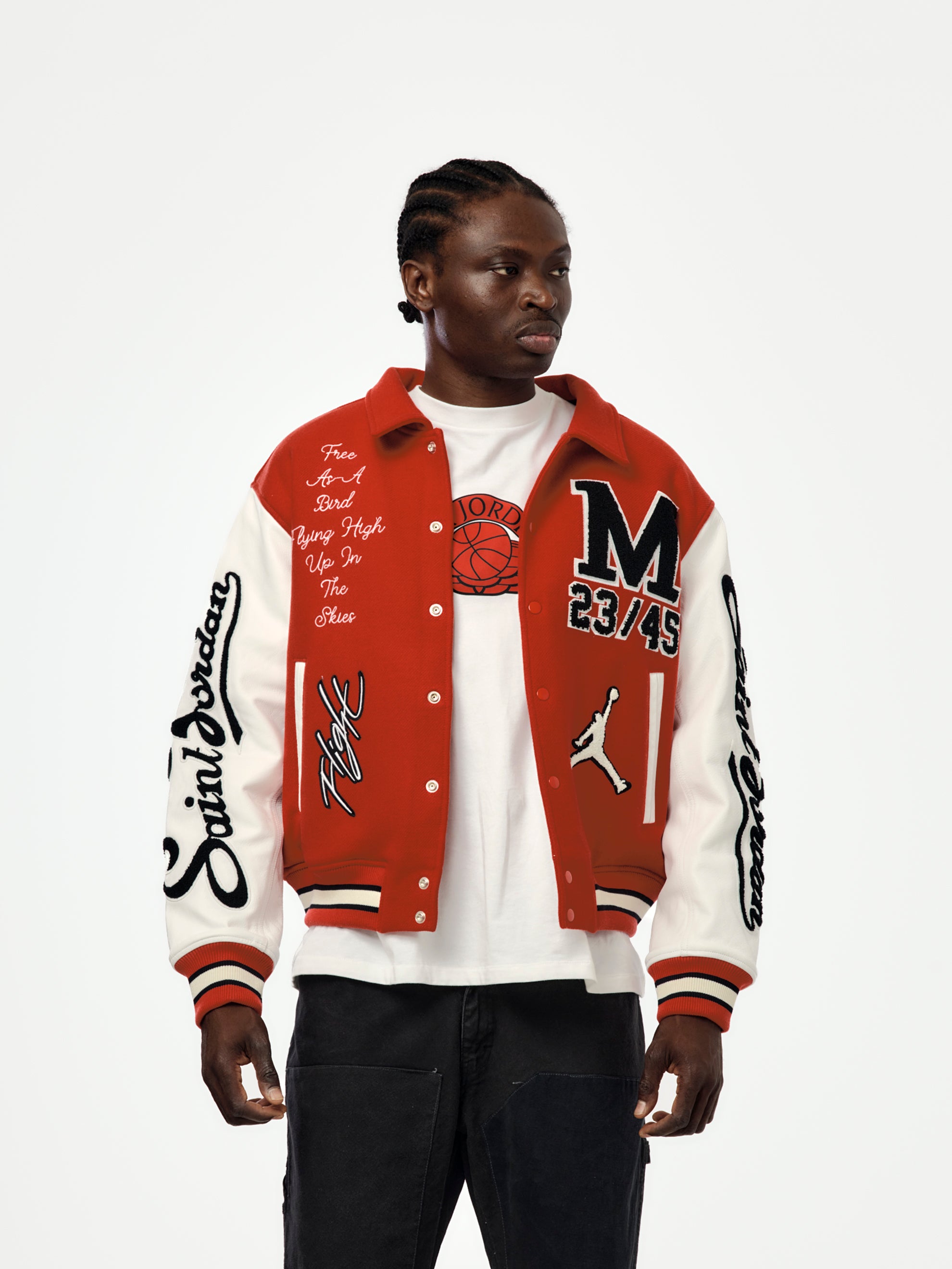 Jordan x Saint Varsity Jacket スタジャン Jordan Brand Saint Mx6 x Jordan Varsity Jacket (University Red