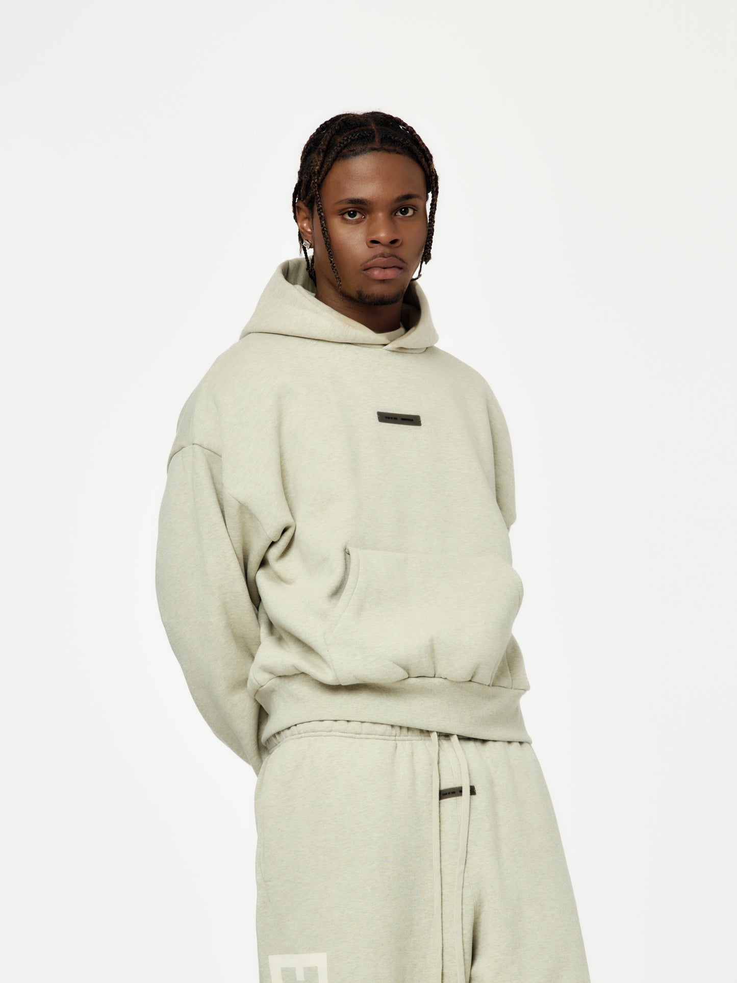 Classic Fit Fleece Hoodie (Heather Stone)