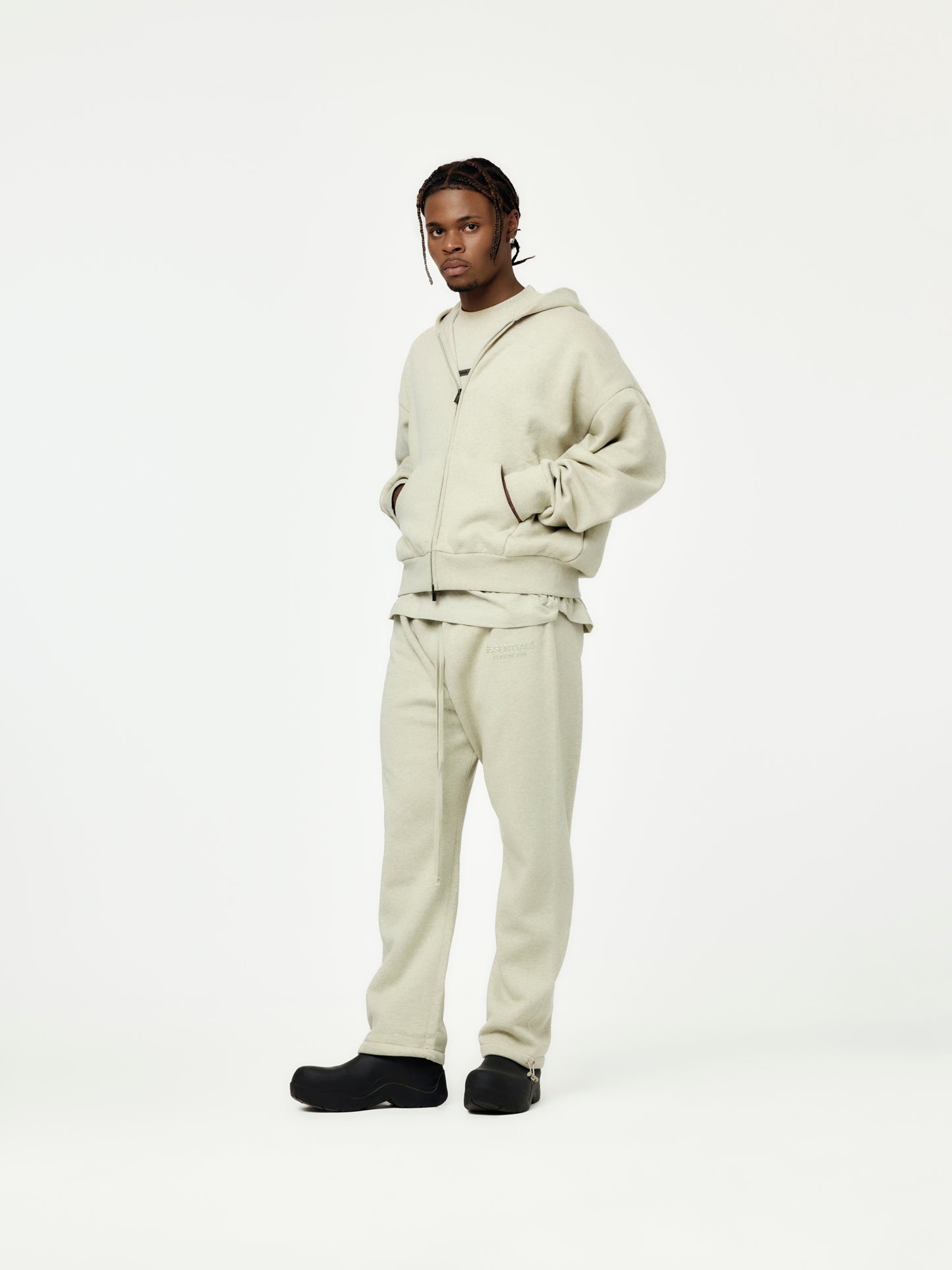 Classic Fit Fleece Zip Up (Heather Stone)