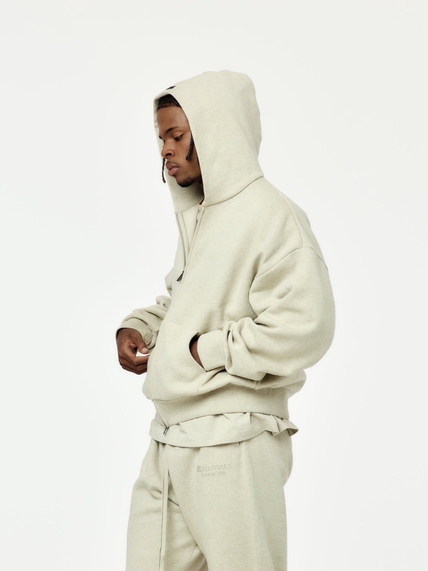Classic Fit Fleece Zip Up (Heather Stone)