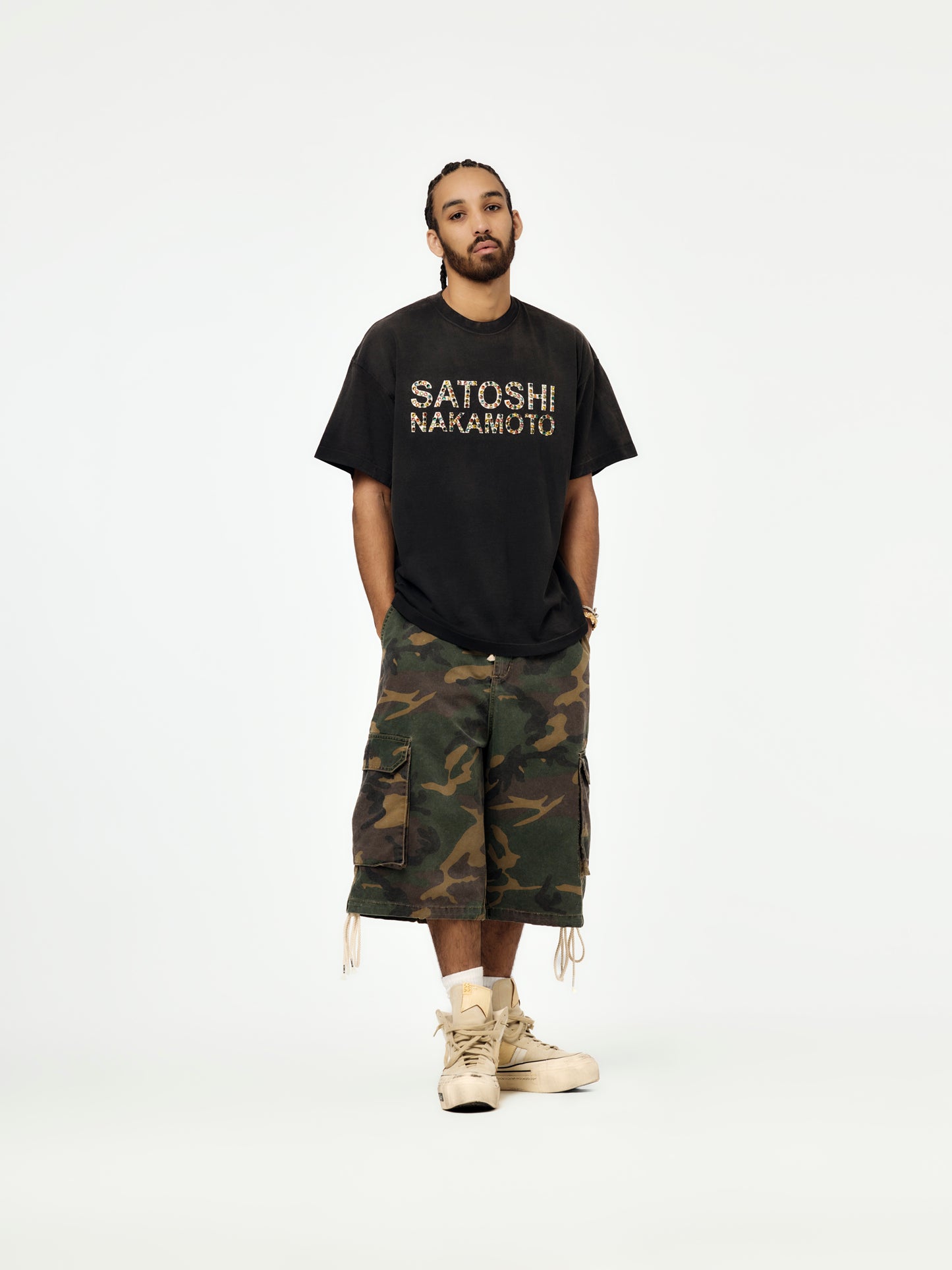 Studded Logo Tee (Washed Black)