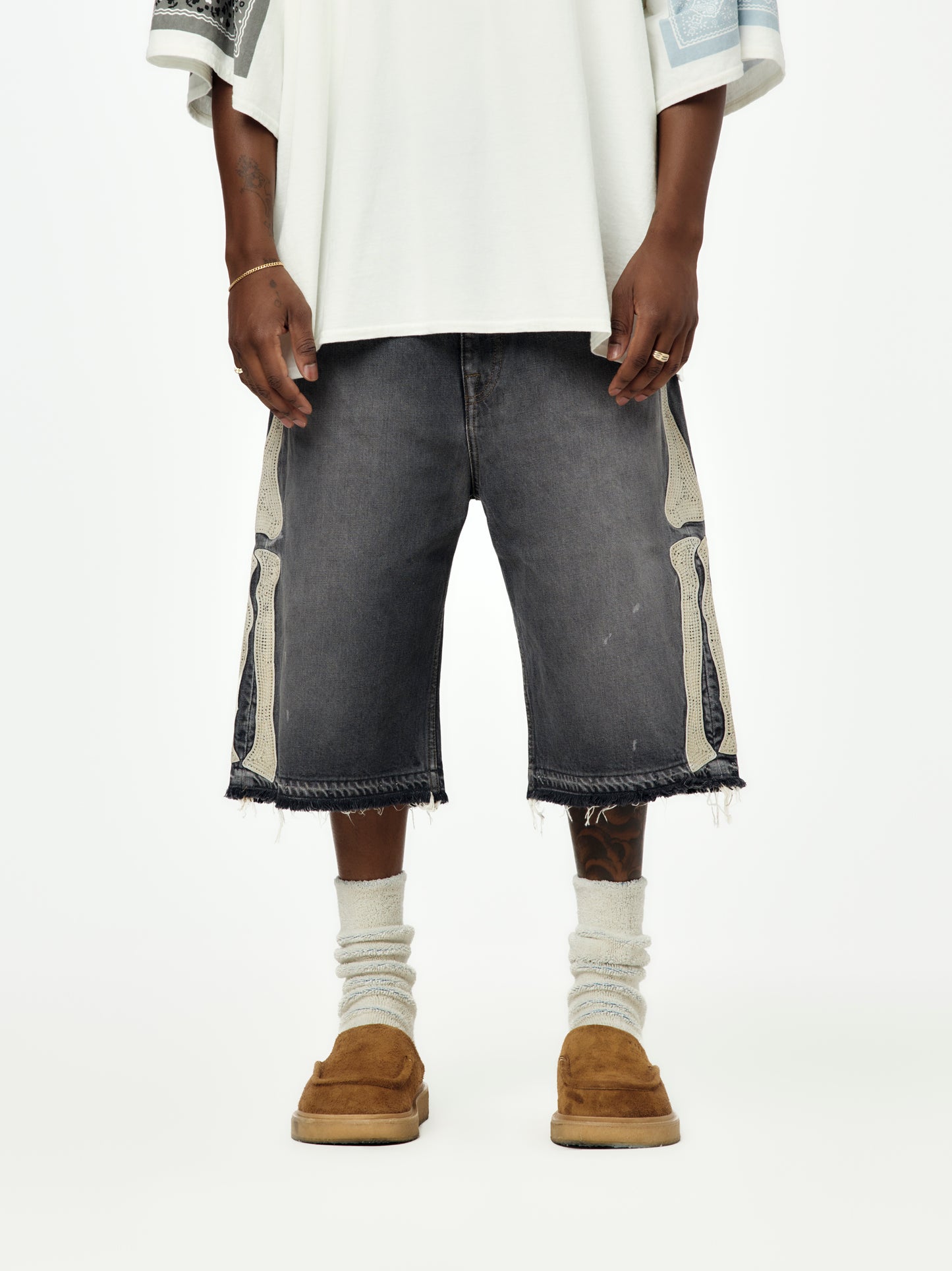 14oz Black Denim 5P Shorts (BONE)