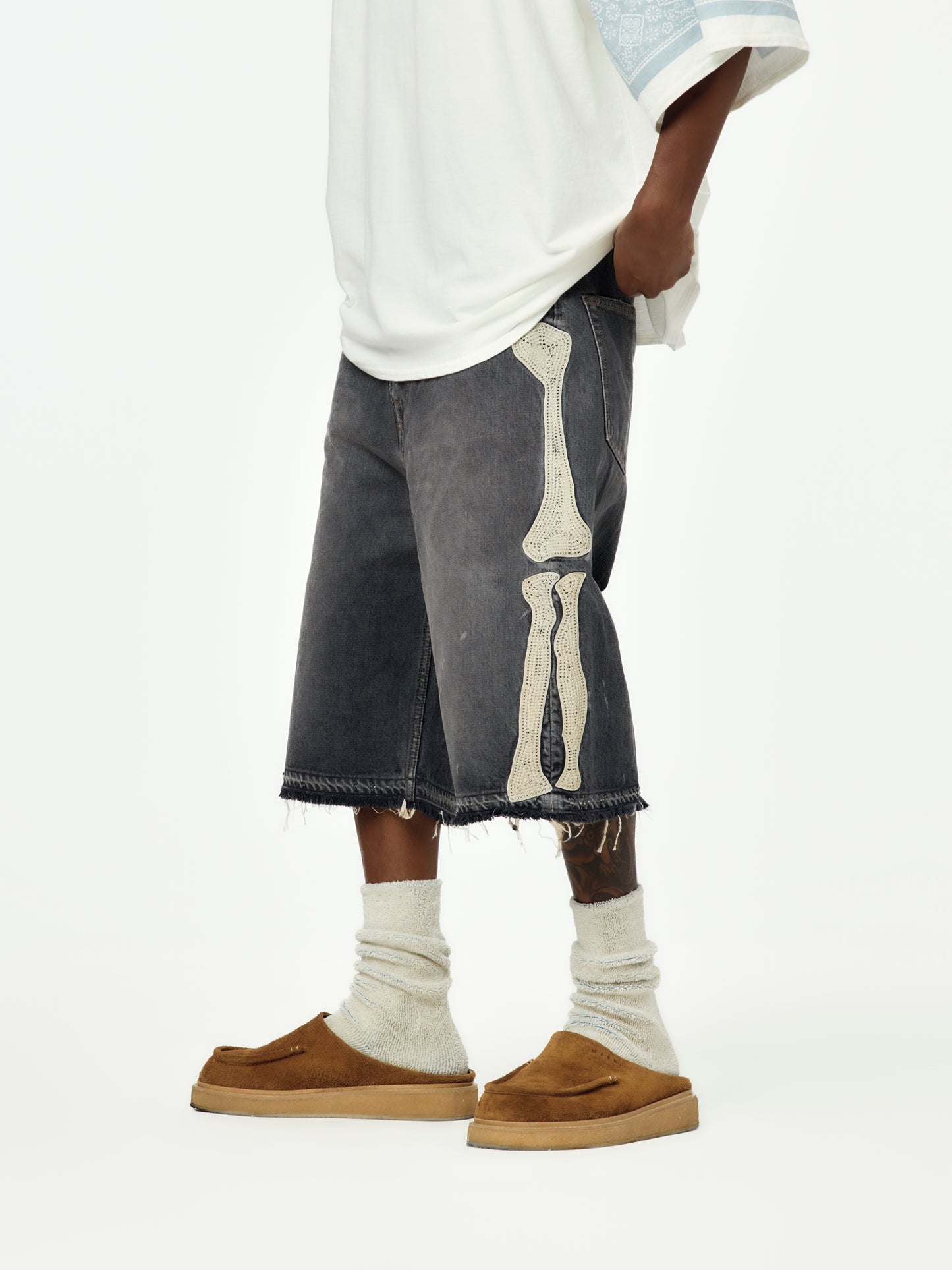 14oz Black Denim 5P Shorts (BONE)
