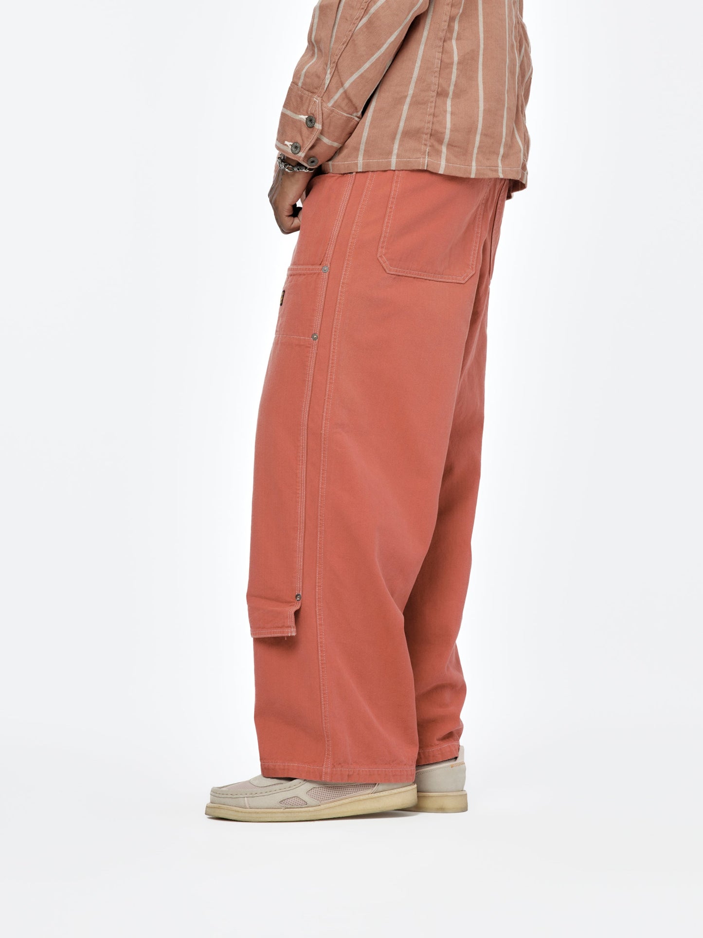 Canvas W-Knee Easy Baggy Pants (Red)