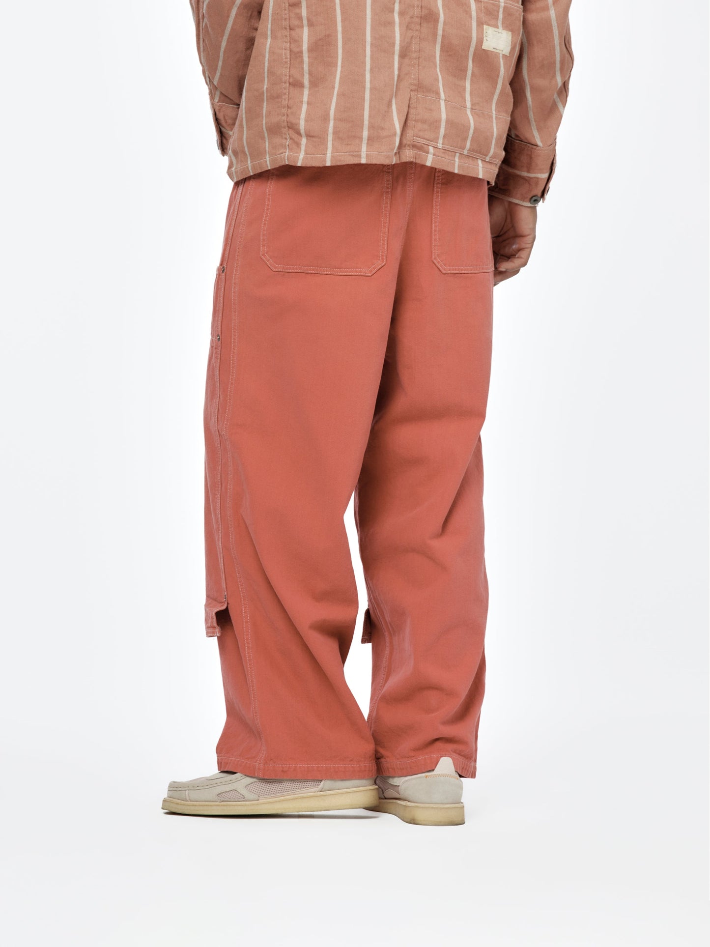 Canvas W-Knee Easy Baggy Pants (Red)