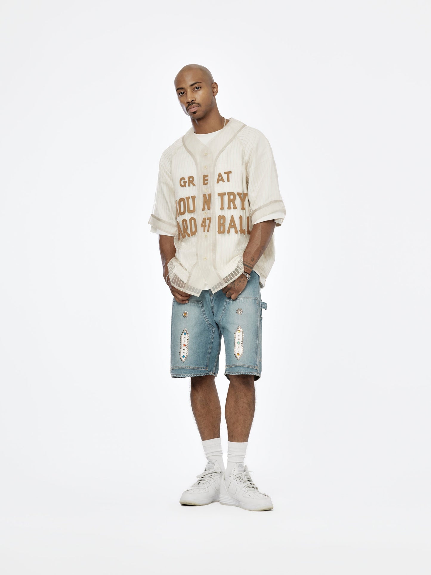 14oz Denim Studs Remake Shorts
