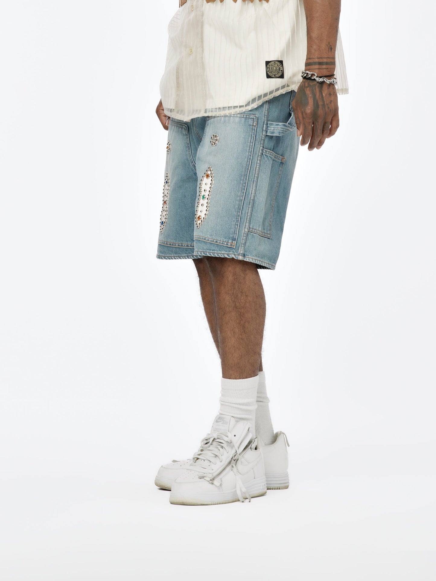14oz Denim Studs Remake Shorts