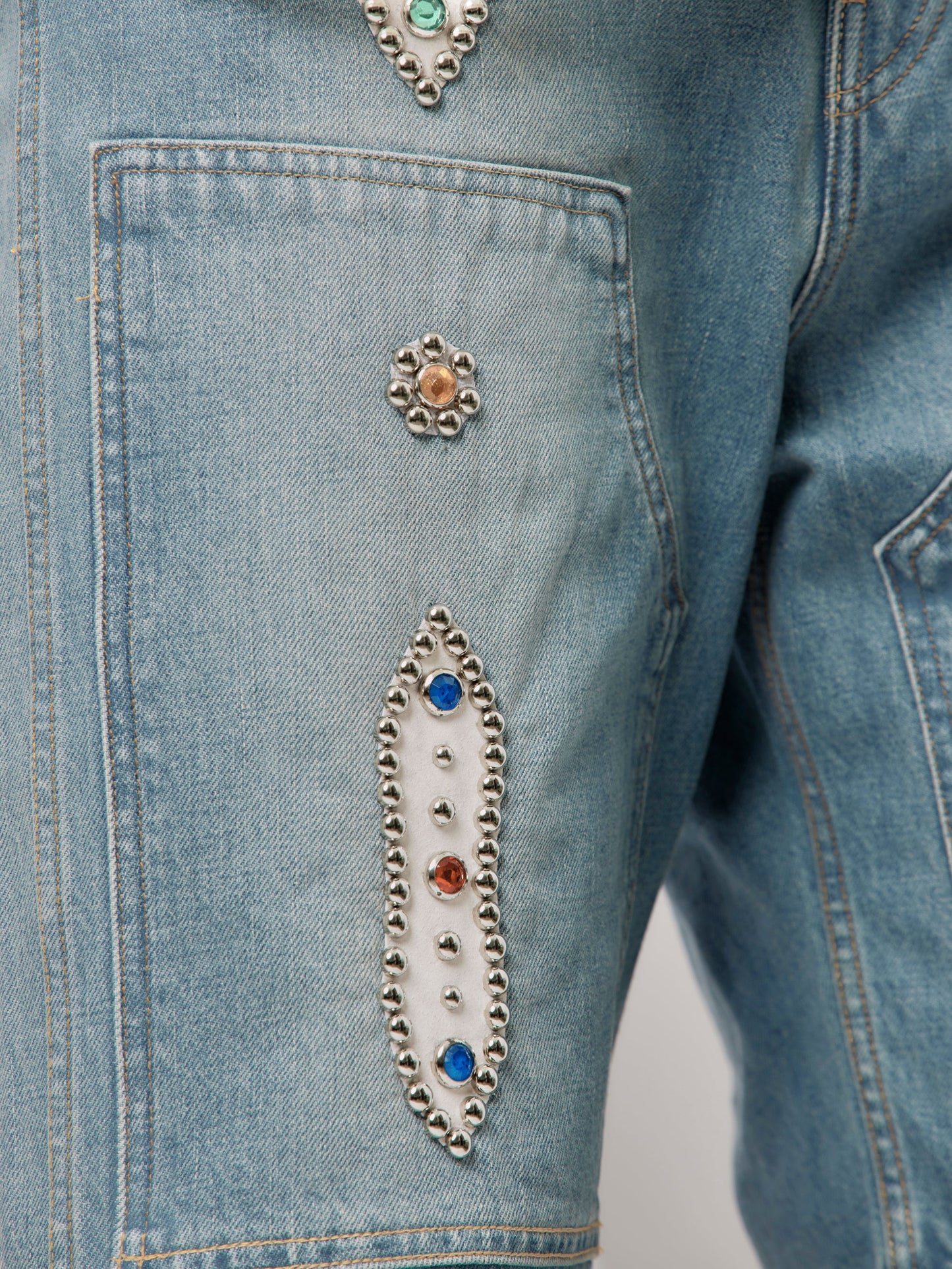 14oz Denim Studs Remake Shorts