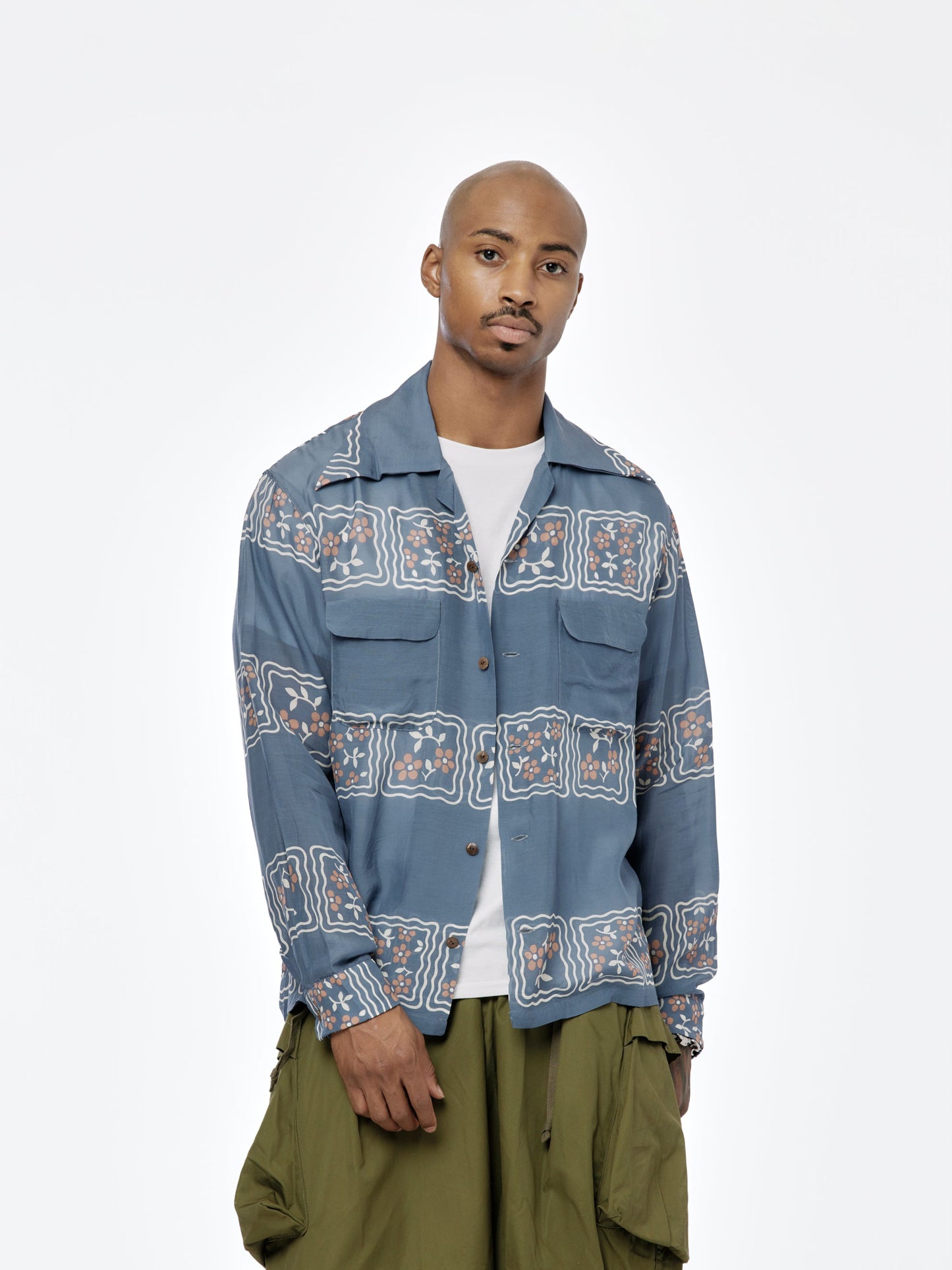Silk Wrangle Cookie Collar Shirt (Blue)