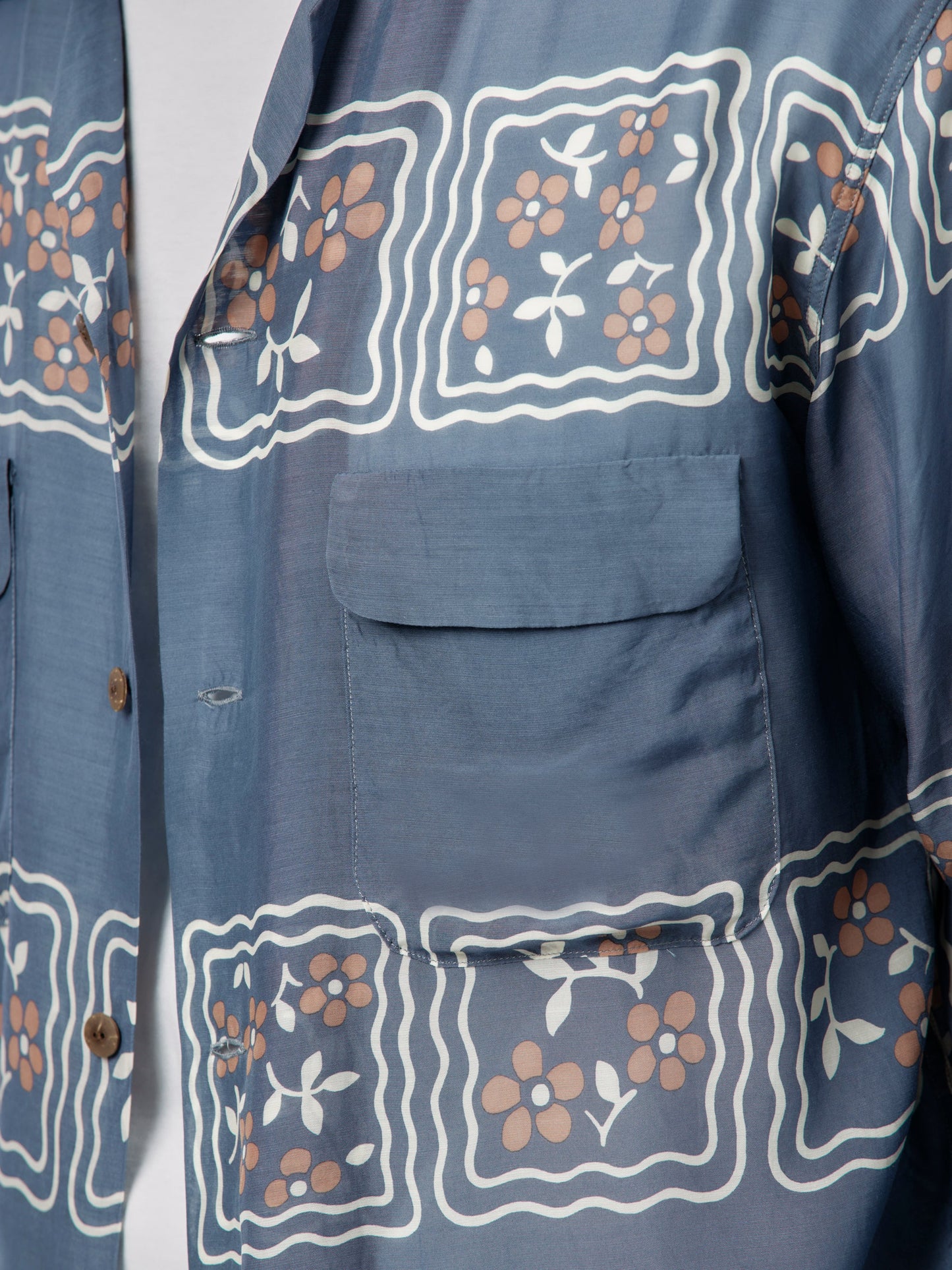 Silk Wrangle Cookie Collar Shirt (Blue)